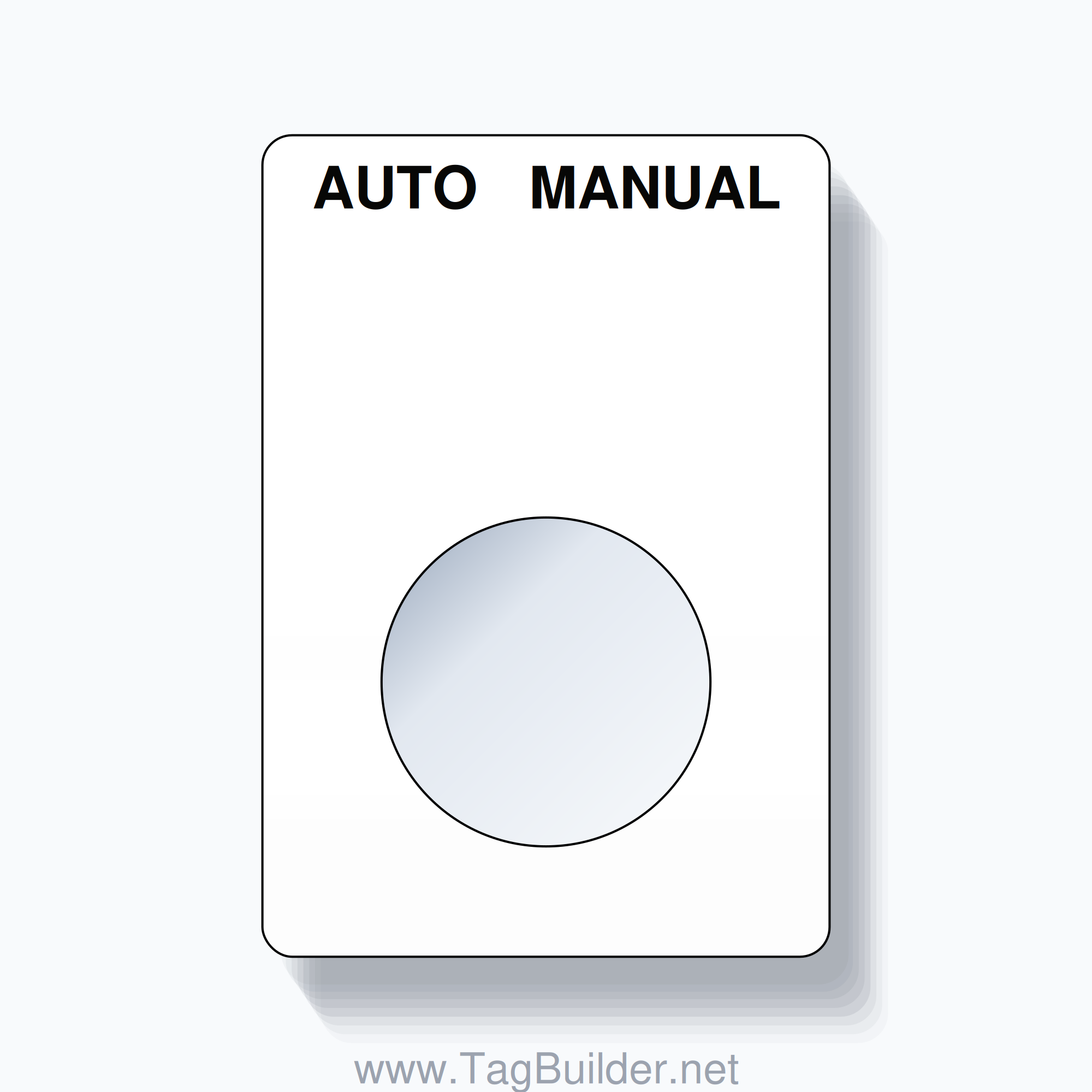 22mm Ring Tag – AUTO MANUAL, Two-Line Rounded, Black on White