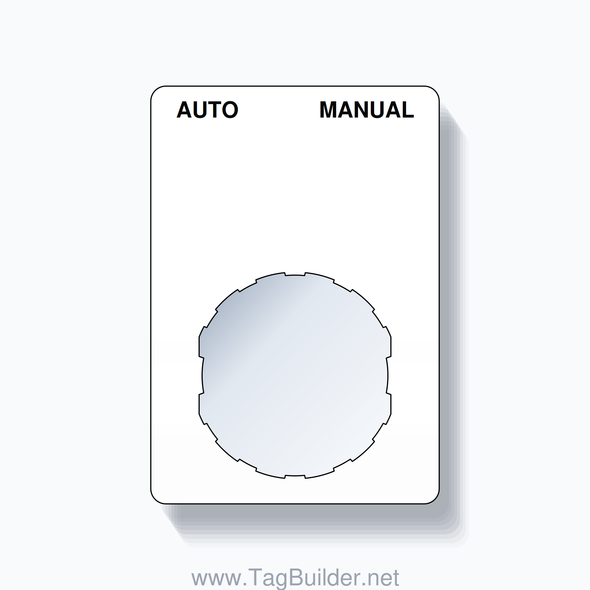 22mm Ring Tag – AUTO MANUAL, Two-Line Rounded, Schneider Electric Compatible, Black on White