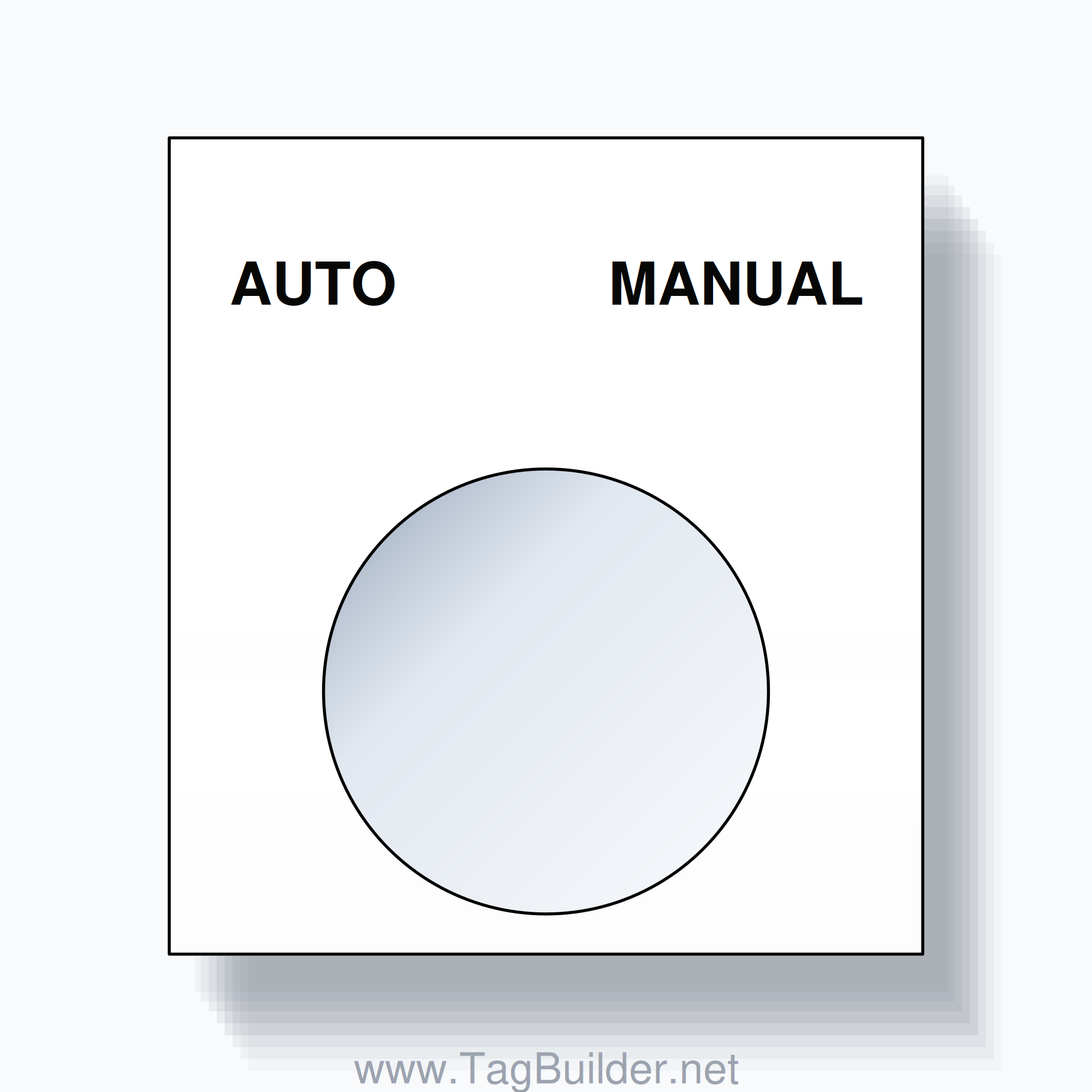 22mm Ring Tag – AUTO MANUAL, Two-Line Square, Black on White