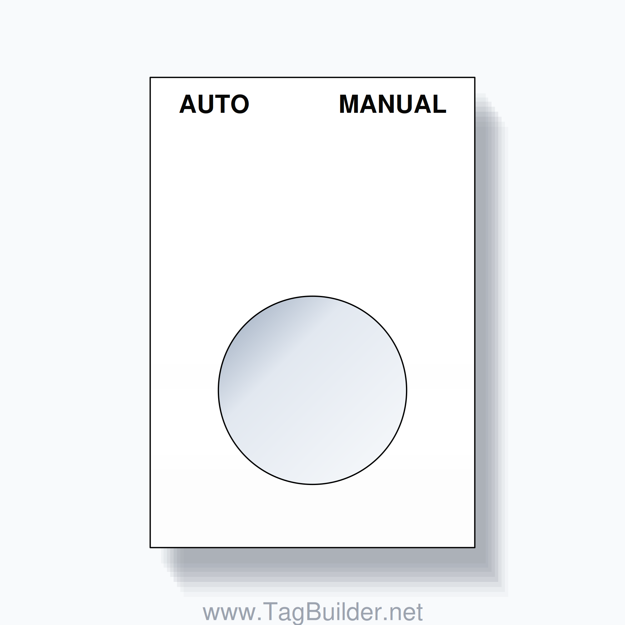 22mm Ring Tag – AUTO MANUAL, Two-Line Squared, Black on White