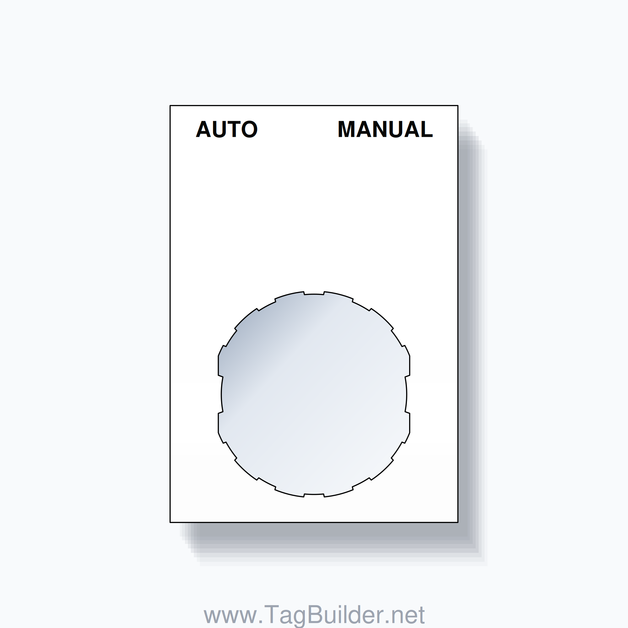22mm Ring Tag – AUTO MANUAL, Two-Line Squared, Schneider Electric Compatible, Black on White