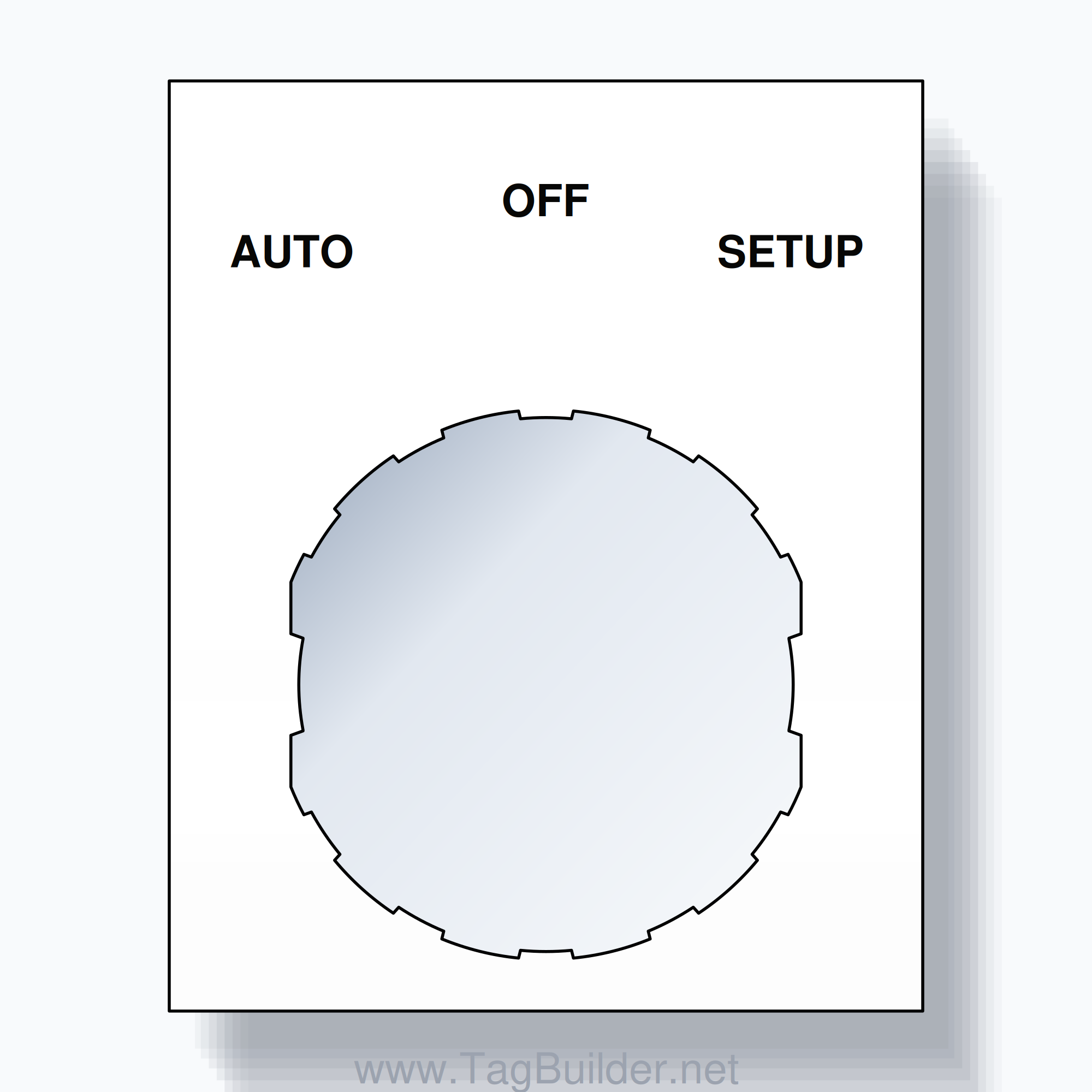 22mm Ring Tag – AUTO OFF SETUP, Three-Line Square, Schneider Electric Compatible, Black on White