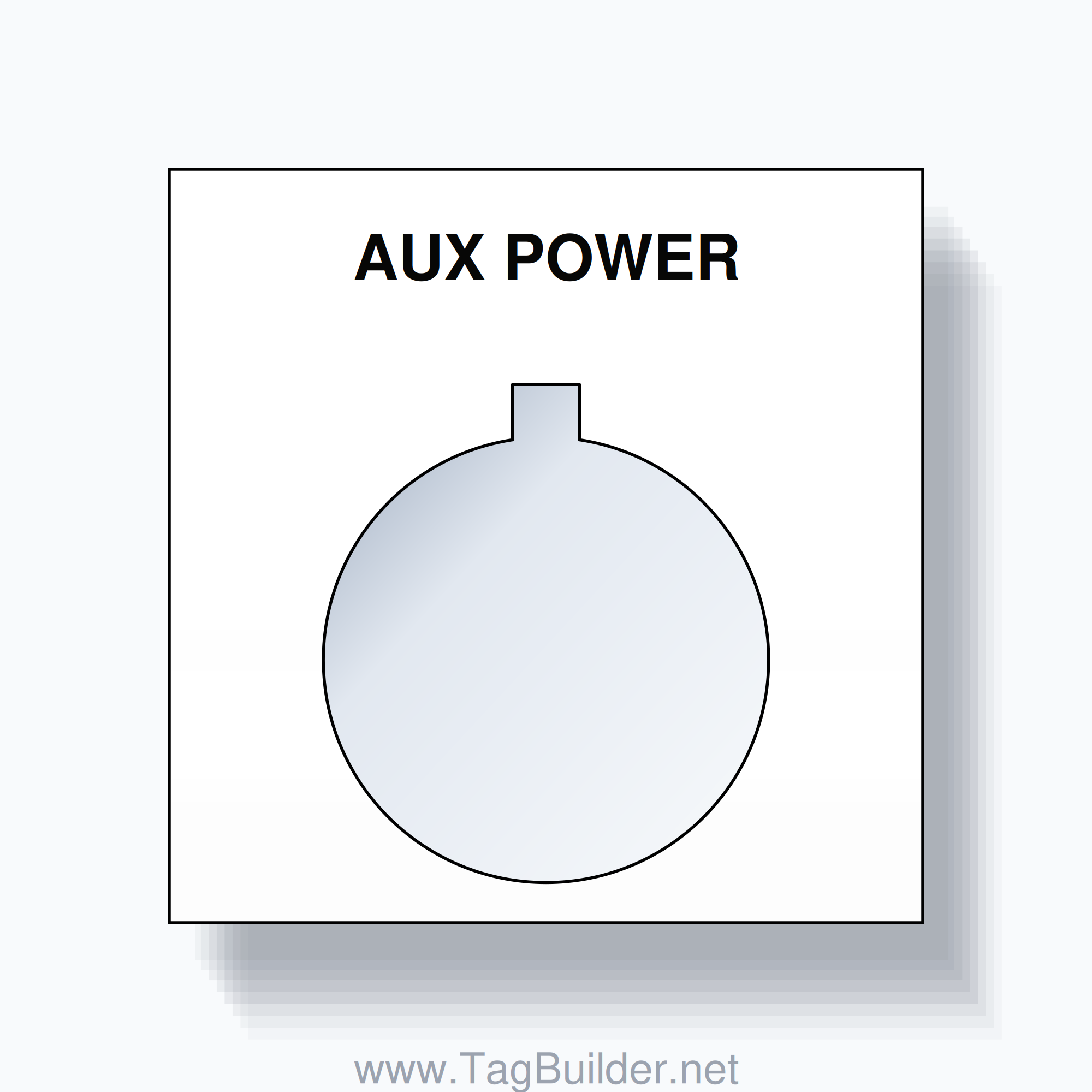 22mm Ring Tag – AUX POWER, Single-Line Square, Allen-Bradley Compatible, Black on White