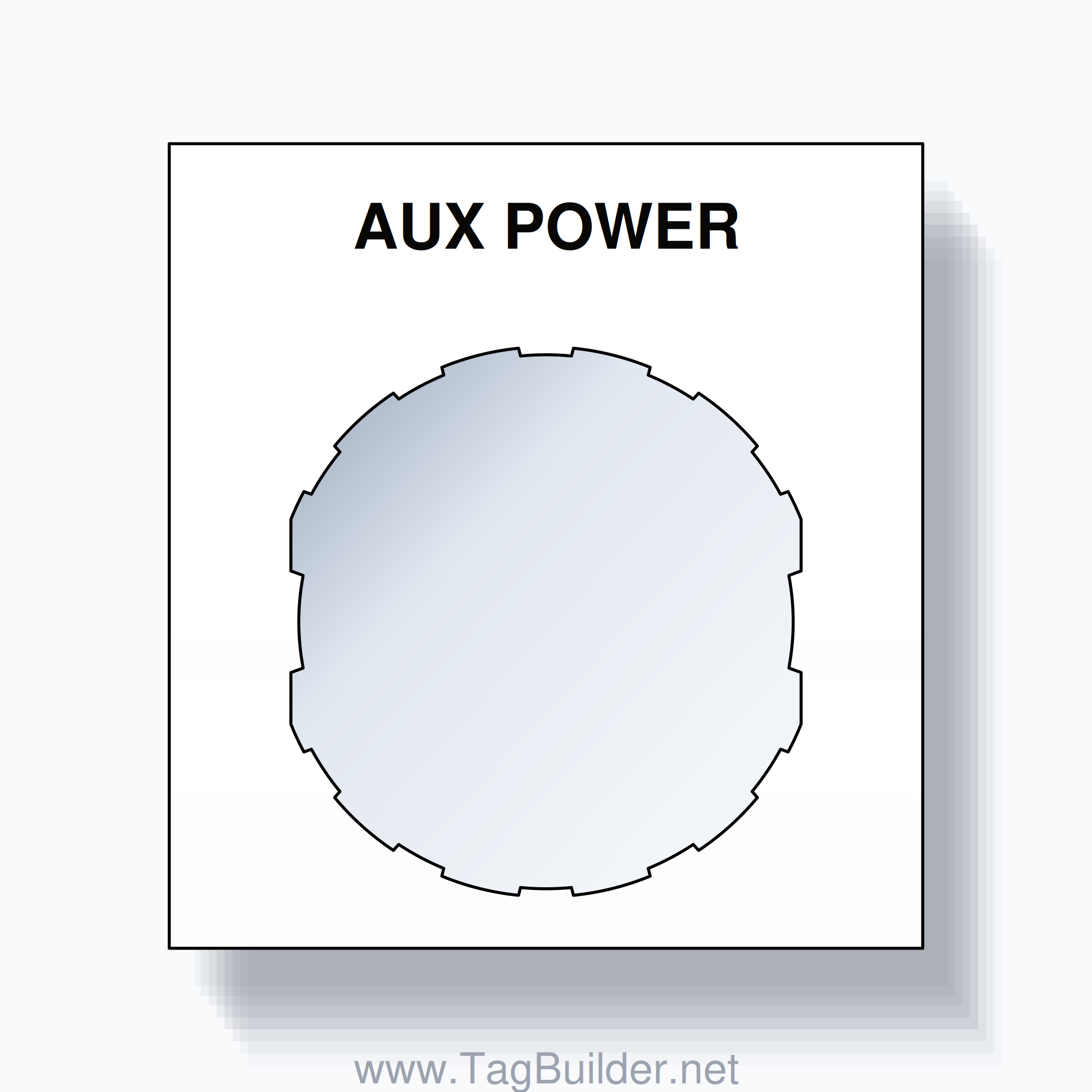 22mm Ring Tag – AUX POWER, Single-Line Square, Schneider Electric Compatible, Black on White