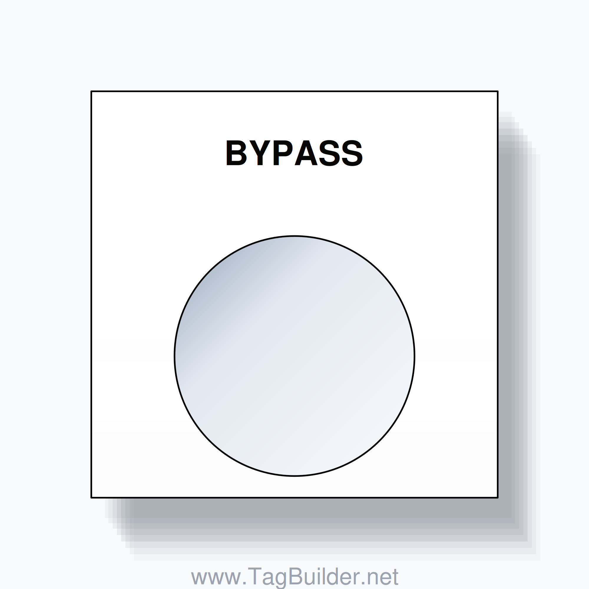 22mm Ring Tag – BYPASS, Single-Line Square, Black on White