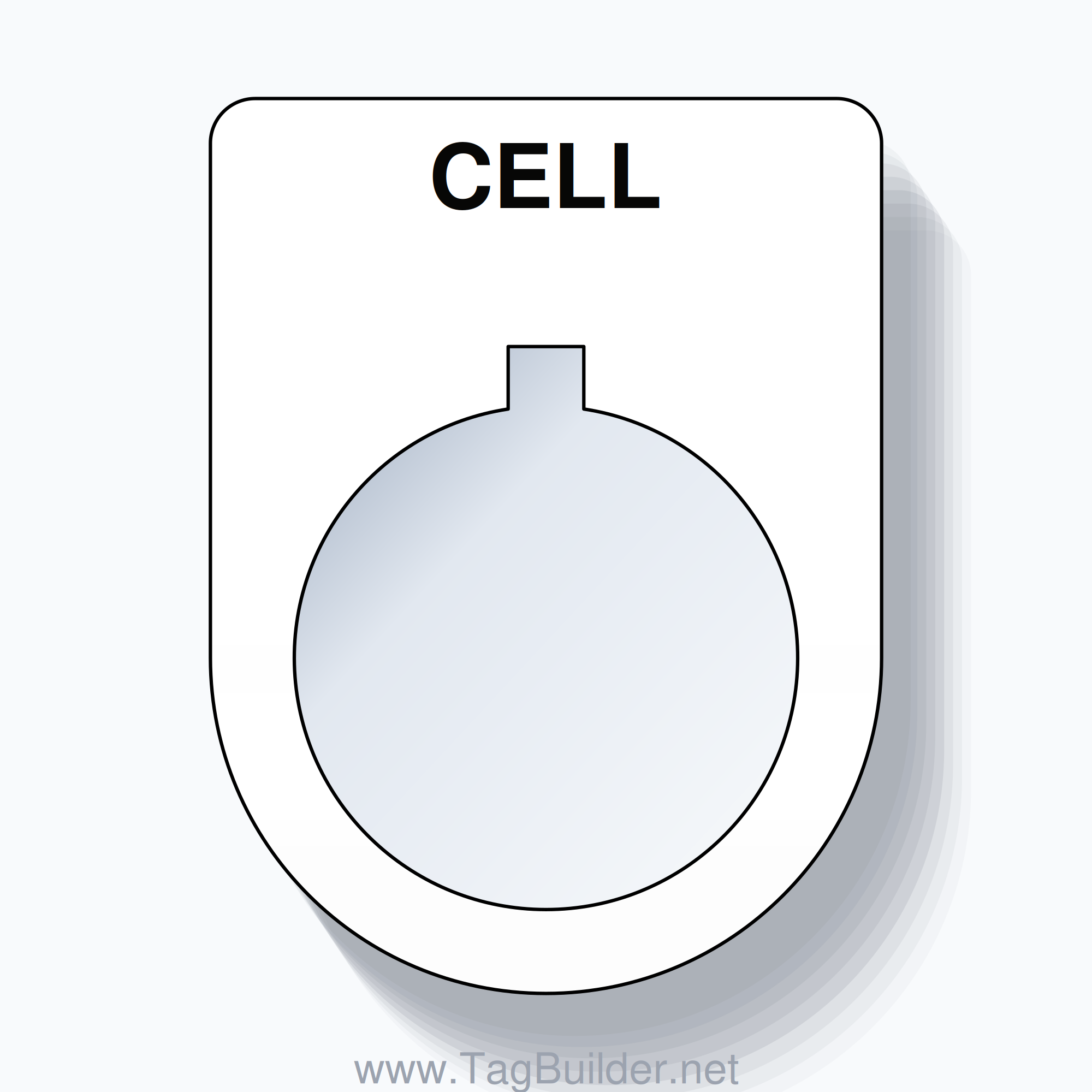 22mm Ring Tag – CELL, Single-Line Slim, Allen-Bradley Compatible, Black on White