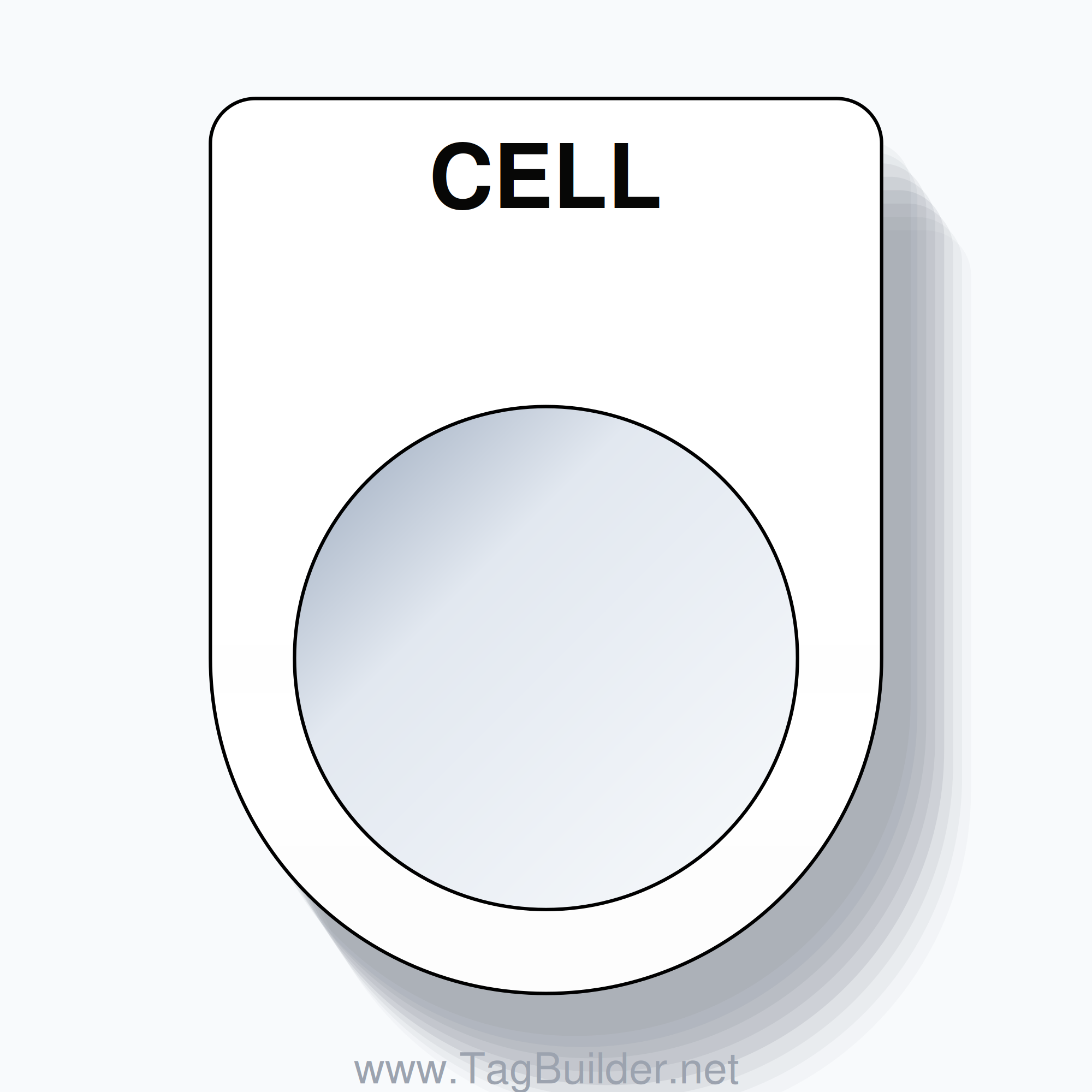 22mm Ring Tag – CELL, Single-Line Slim, Black on White