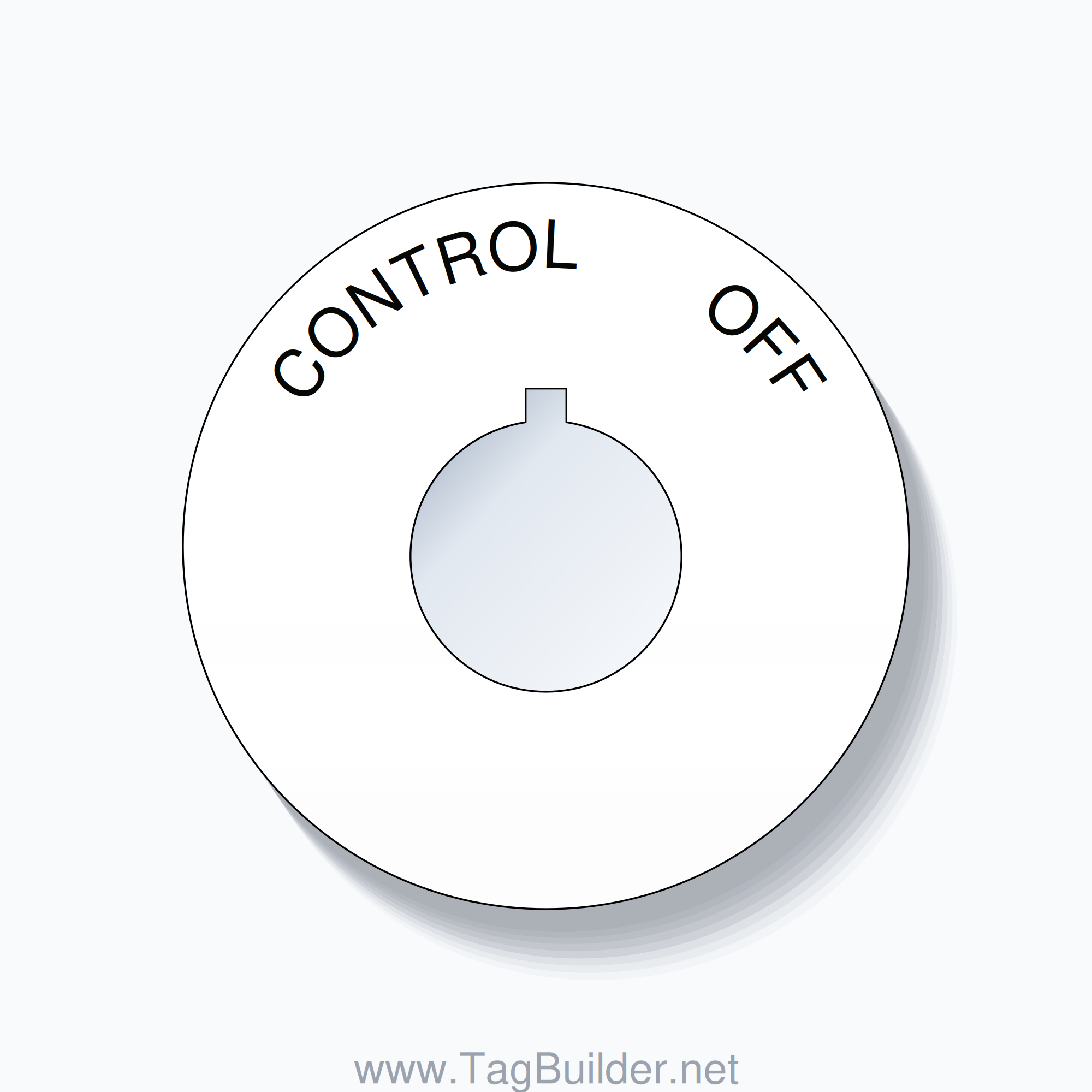 22mm Ring Tag – CONTROL       OFF, Single-Line 60mm Round, Allen-Bradley Compatible, Black on White