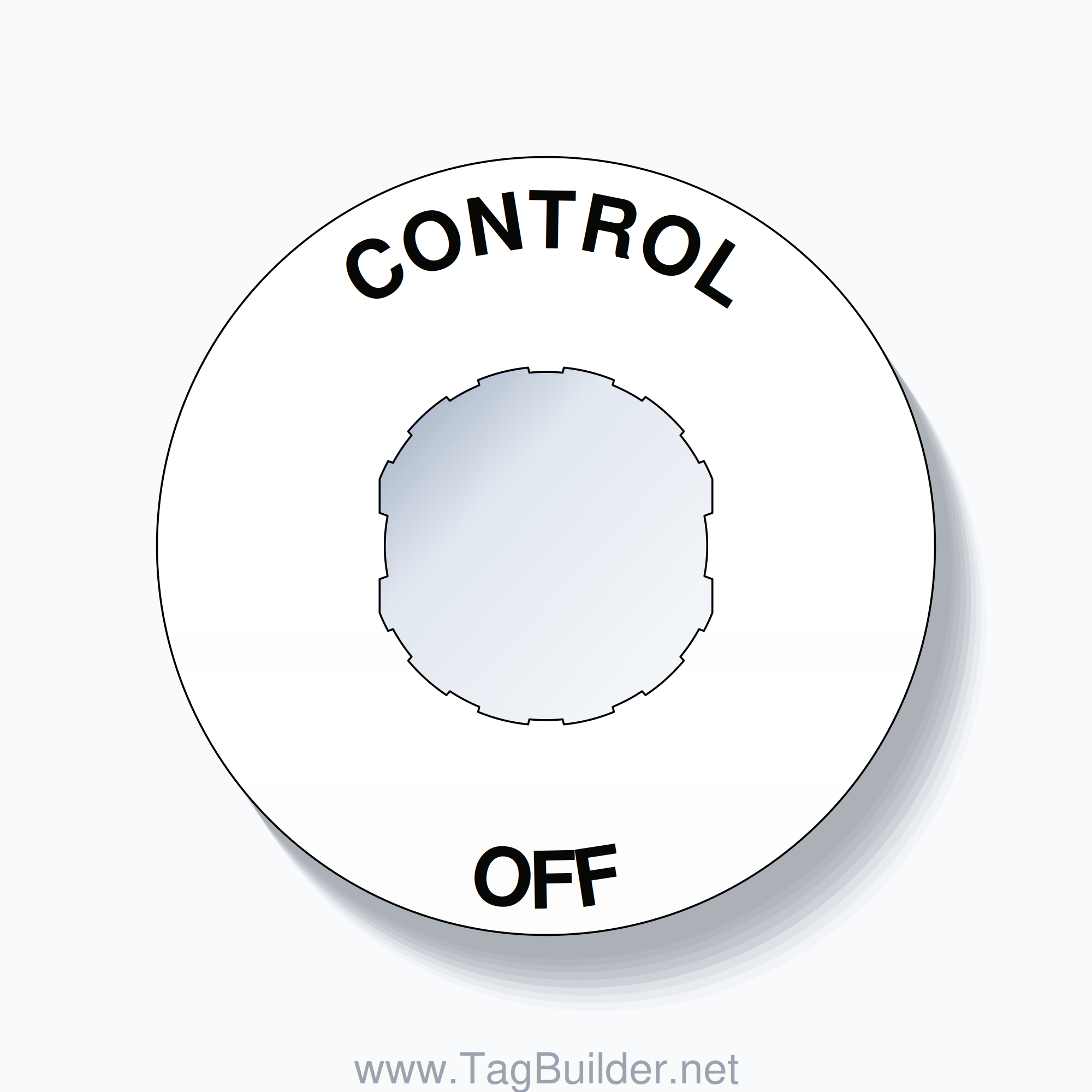 22mm Ring Tag – CONTROL OFF, Single-Line 60mm Round, Schneider Electric Compatible, Black on White