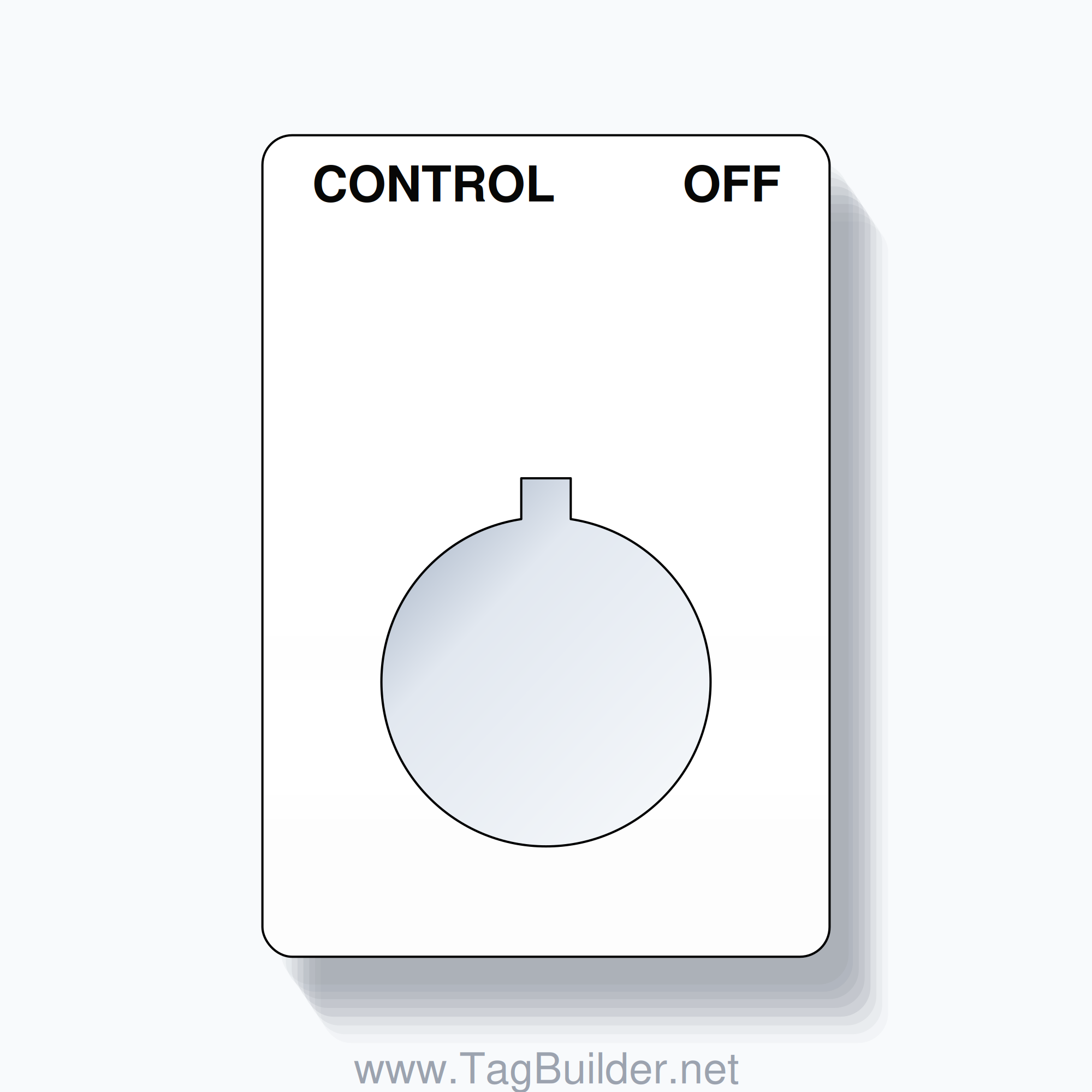 22mm Ring Tag – CONTROL OFF, Two-Line Rounded, Allen-Bradley Compatible, Black on White