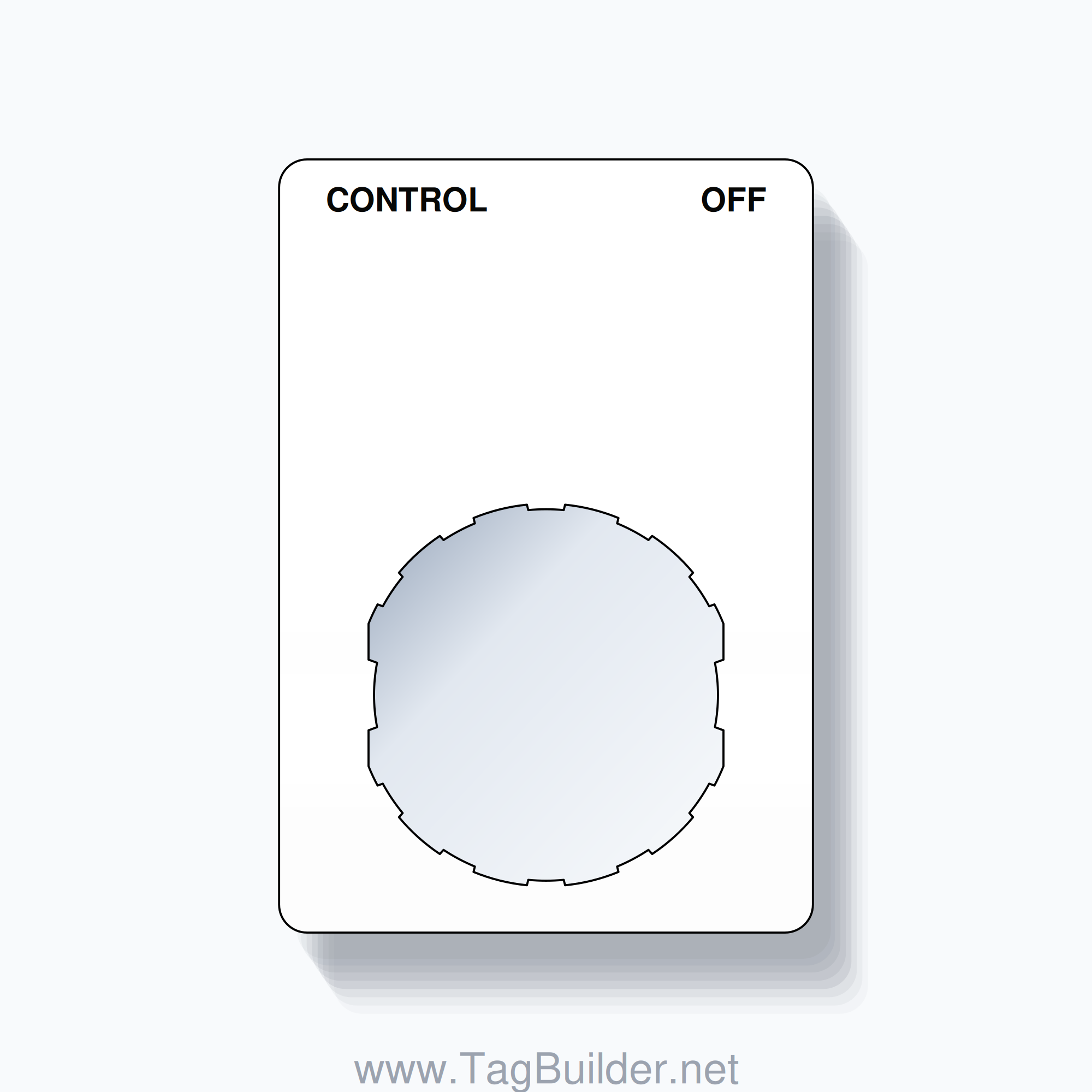 22mm Ring Tag – CONTROL OFF, Two-Line Rounded, Schneider Electric Compatible, Black on White