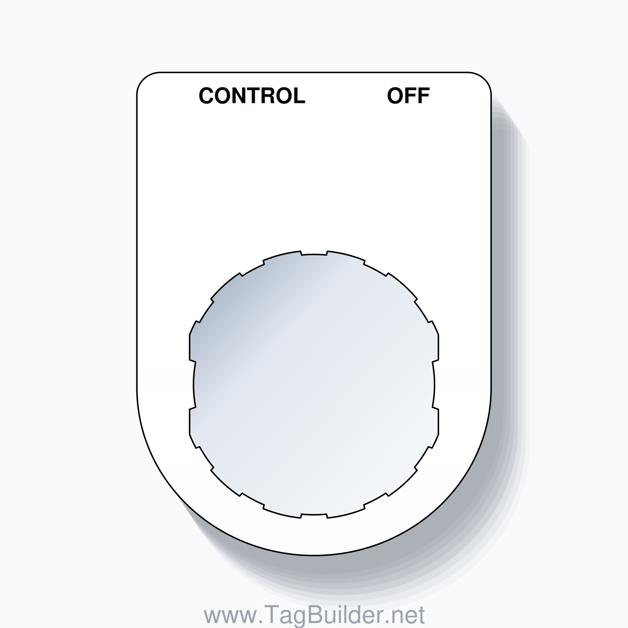 22mm Ring Tag – CONTROL OFF, Two-Line Slim, Schneider Electric Compatible, Black on White