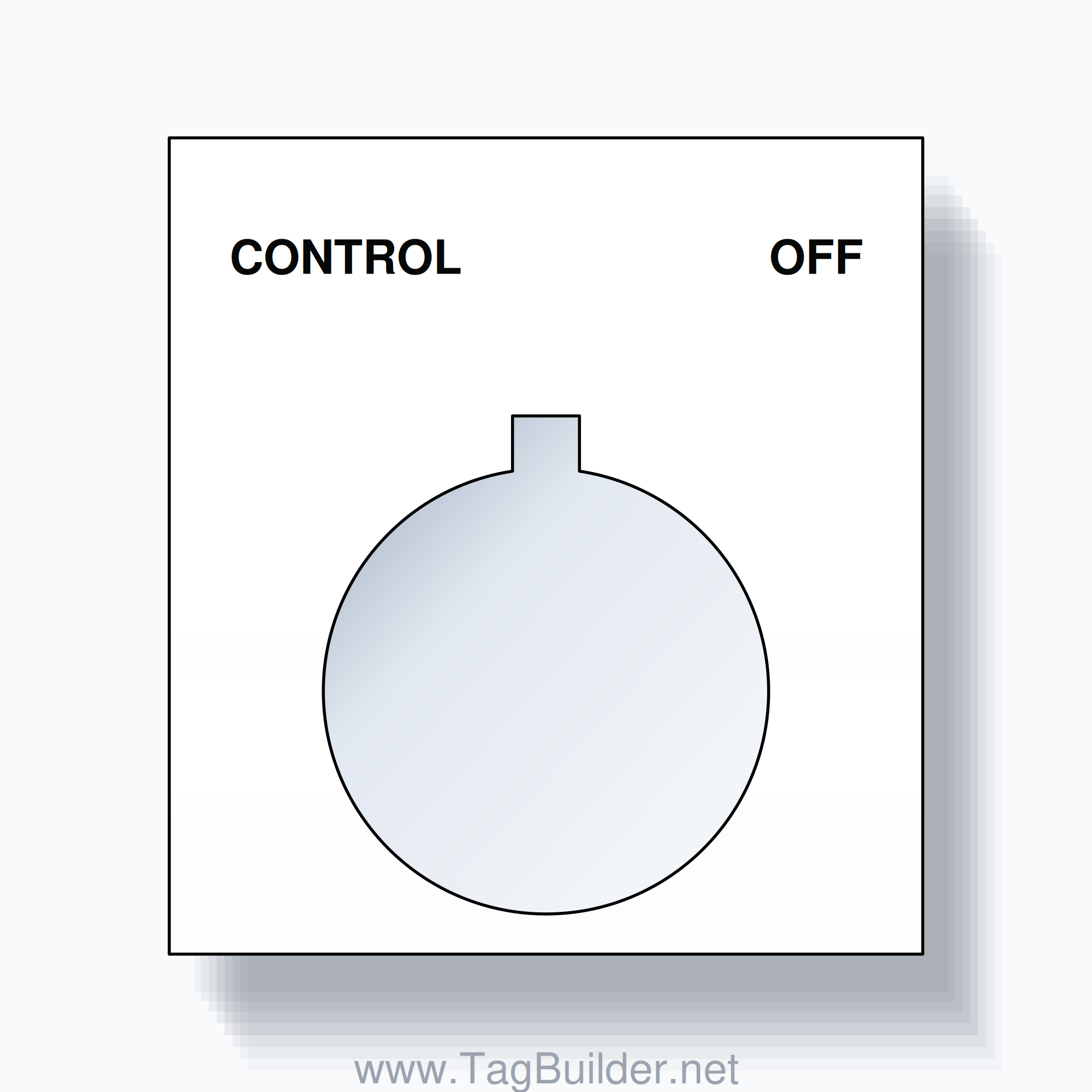 22mm Ring Tag – CONTROL OFF, Two-Line Square, Allen-Bradley Compatible, Black on White