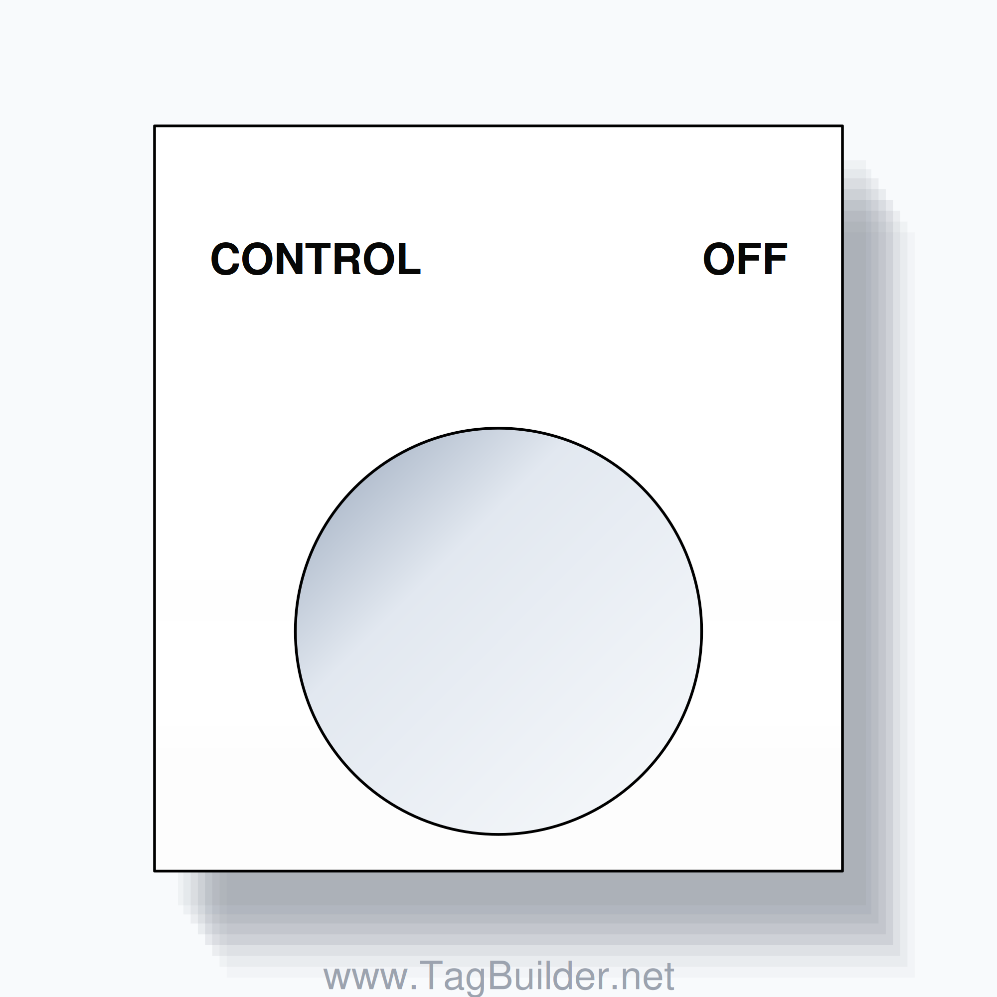 22mm Ring Tag – CONTROL OFF, Two-Line Square, Black on White