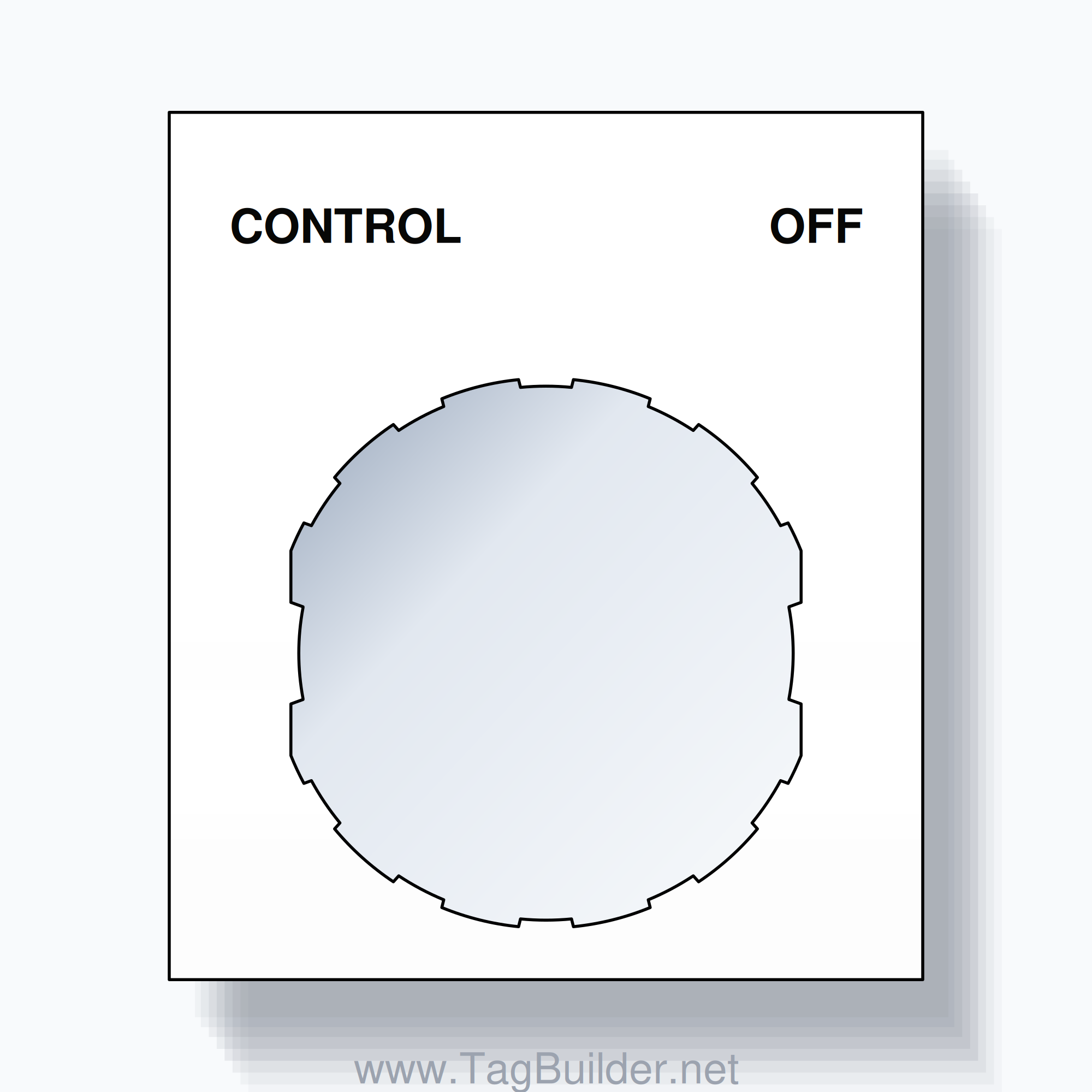 22mm Ring Tag – CONTROL OFF, Two-Line Square, Schneider Electric Compatible, Black on White