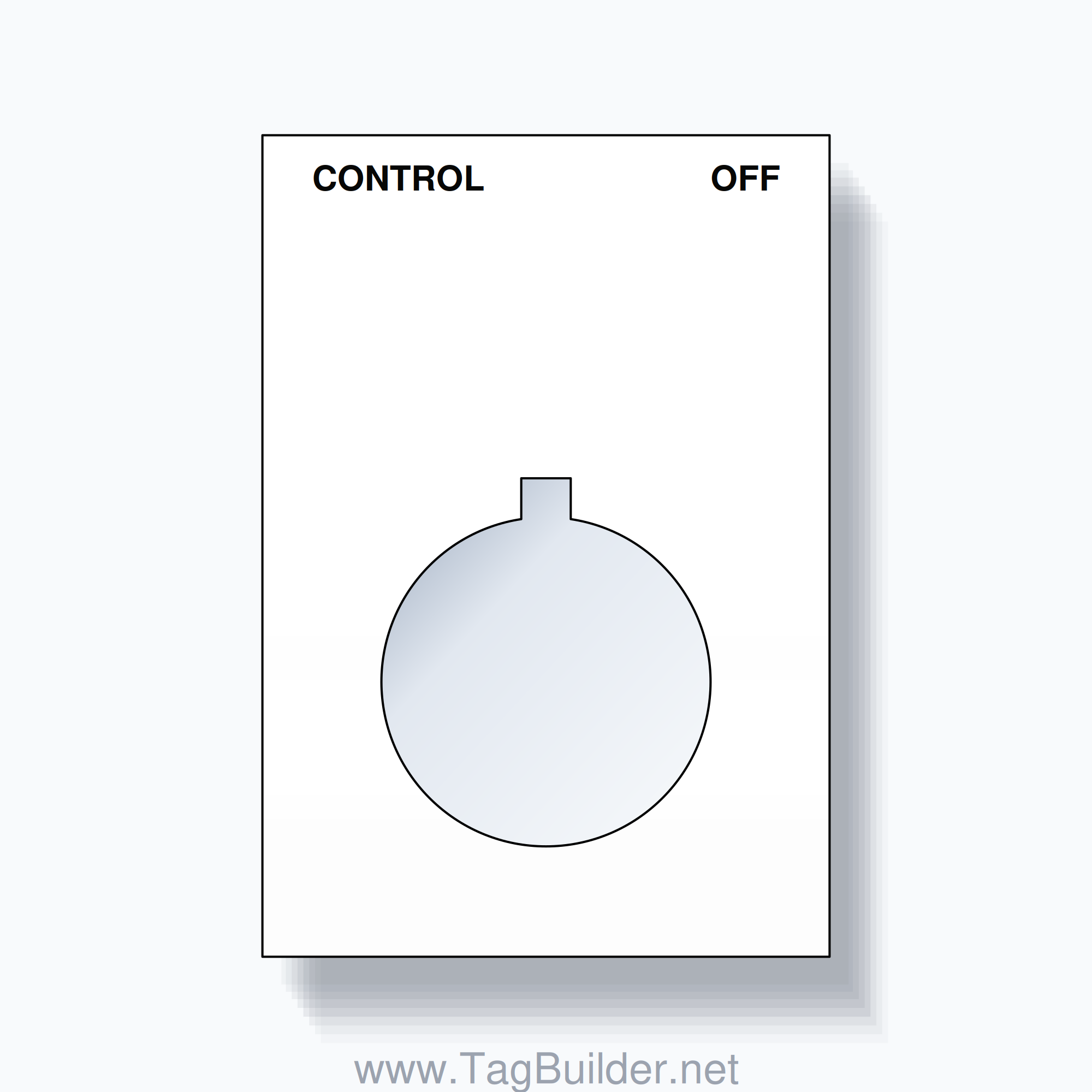 22mm Ring Tag – CONTROL OFF, Two-Line Squared, Allen-Bradley Compatible, Black on White