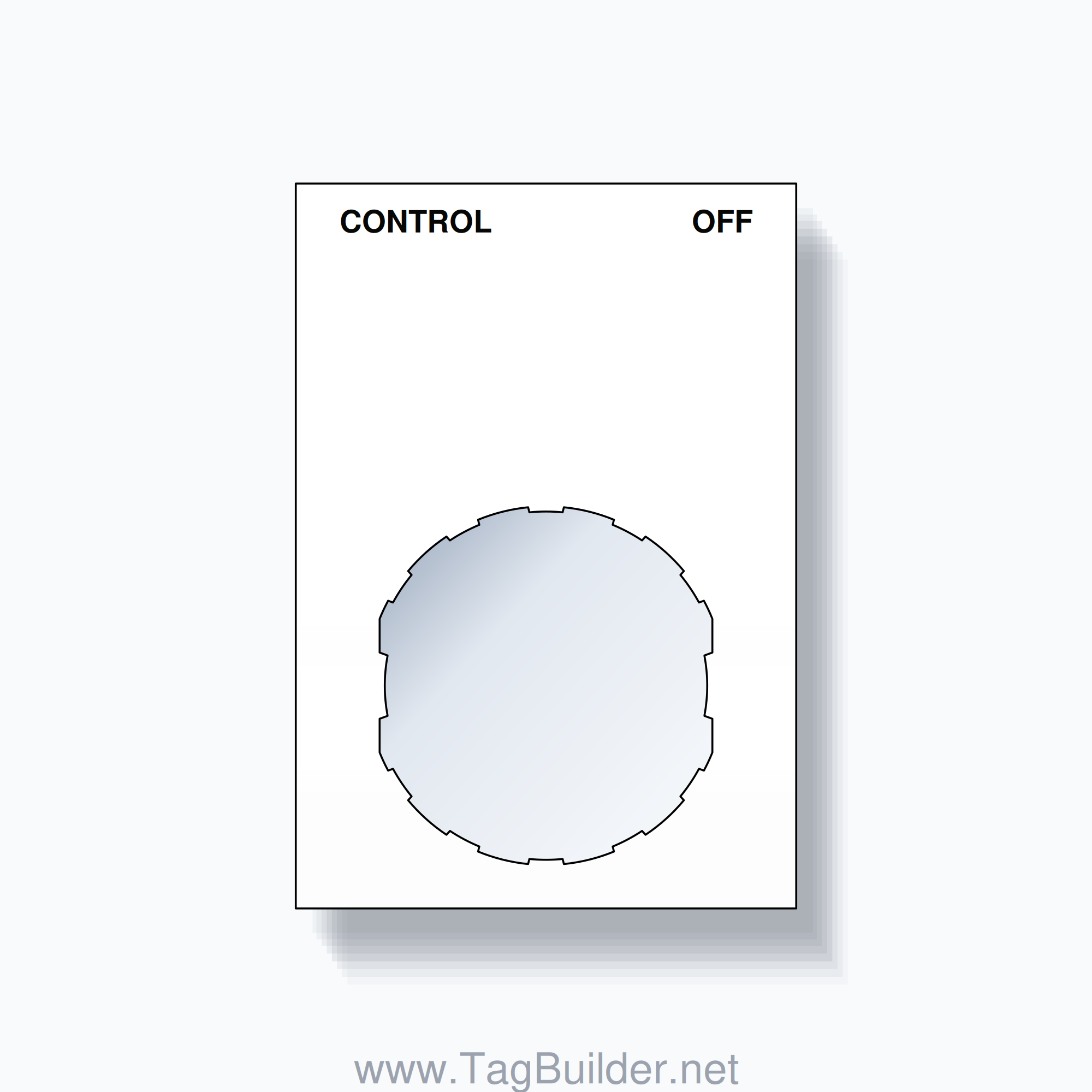 22mm Ring Tag – CONTROL OFF, Two-Line Squared, Schneider Electric Compatible, Black on White