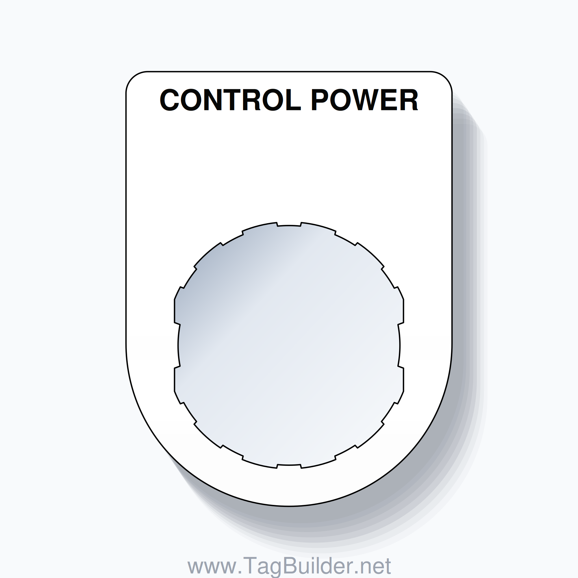 22mm Ring Tag – CONTROL POWER, Single-Line Slim, Schneider Electric Compatible, Black on White