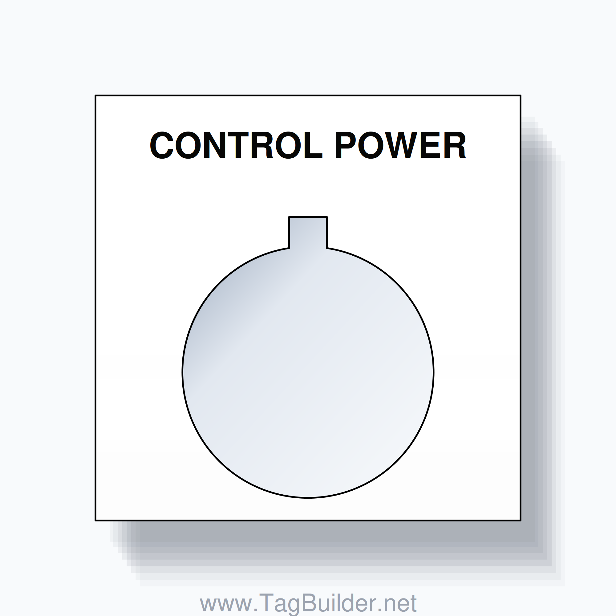 22mm Ring Tag – CONTROL POWER, Single-Line Square, Allen-Bradley Compatible, Black on White