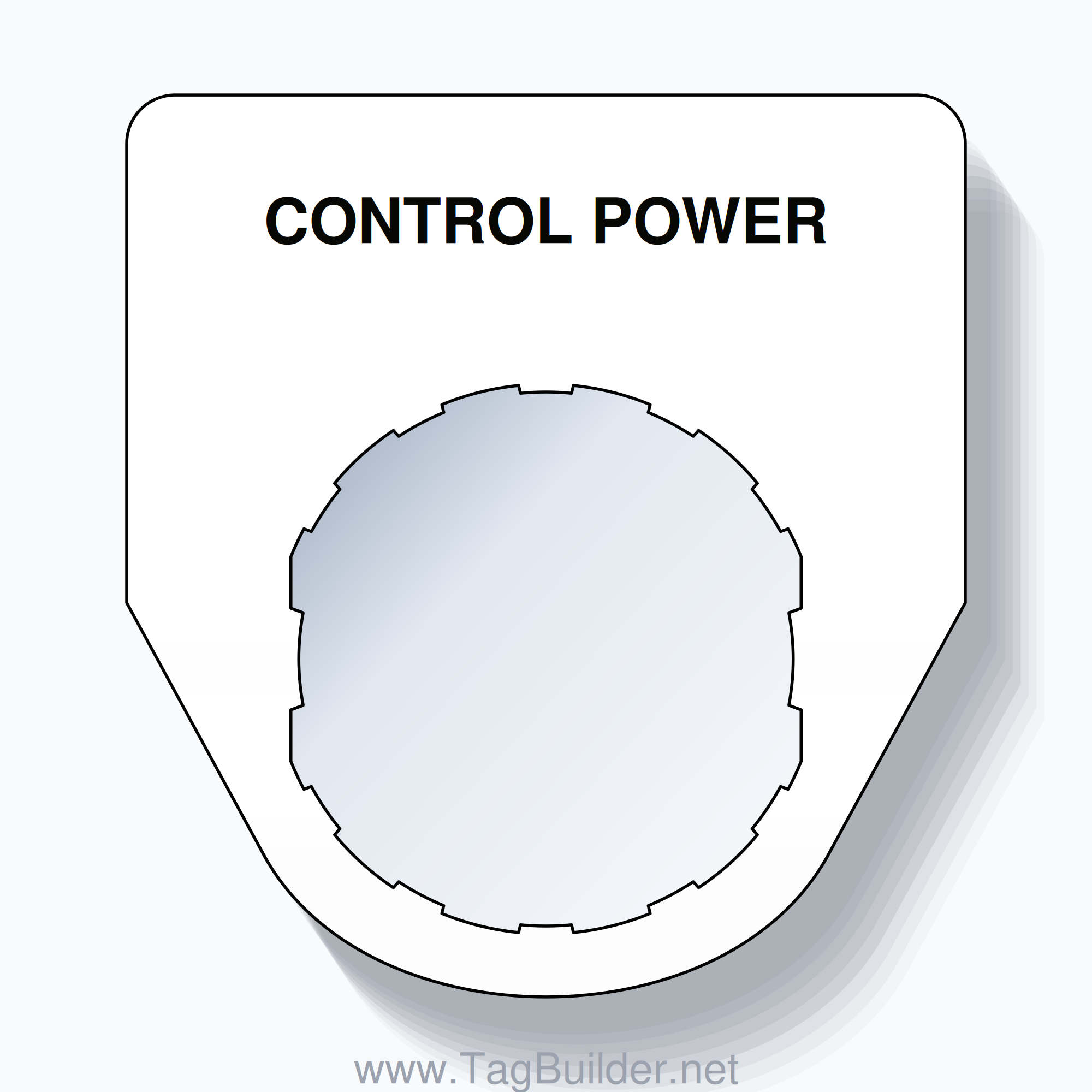 22mm Ring Tag – CONTROL POWER, Single-Line Traditional, Schneider Electric Compatible, Black on White
