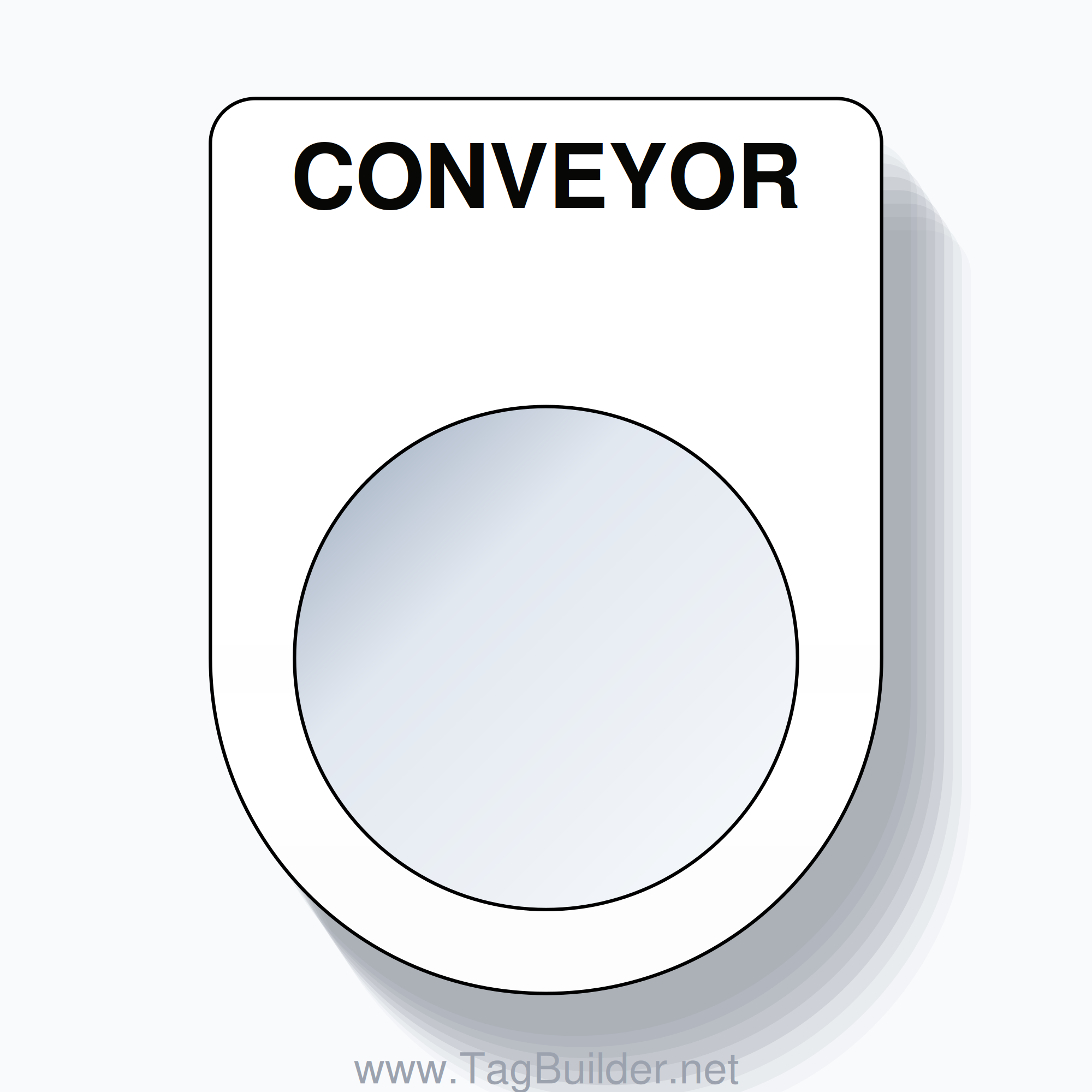 22mm Ring Tag – CONVEYOR, Single-Line Slim, Black on White