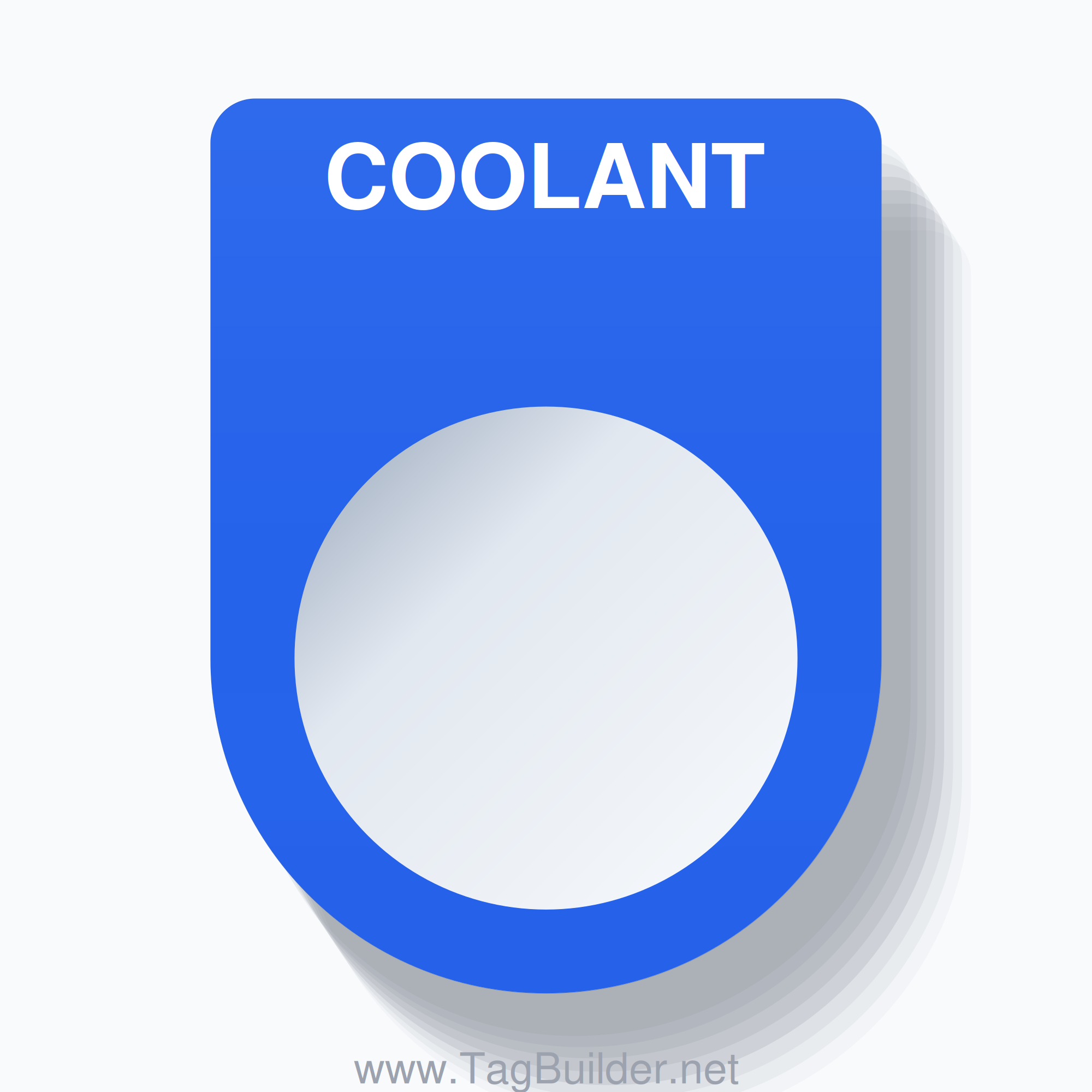 22mm Ring Tag – COOLANT, Single-Line Slim, White on Blue