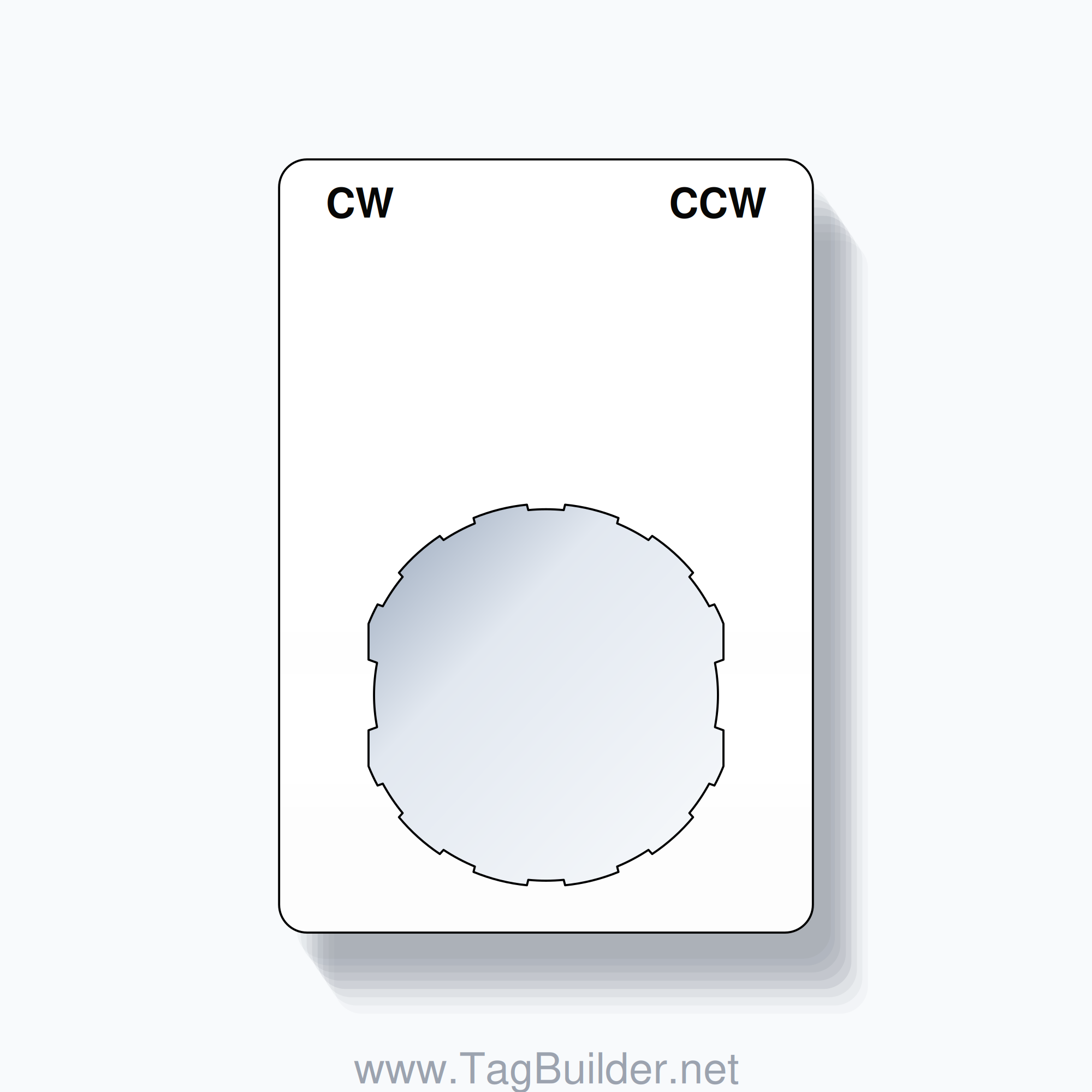 22mm Ring Tag – CW CCW, Two-Line Rounded, Schneider Electric Compatible, Black on White