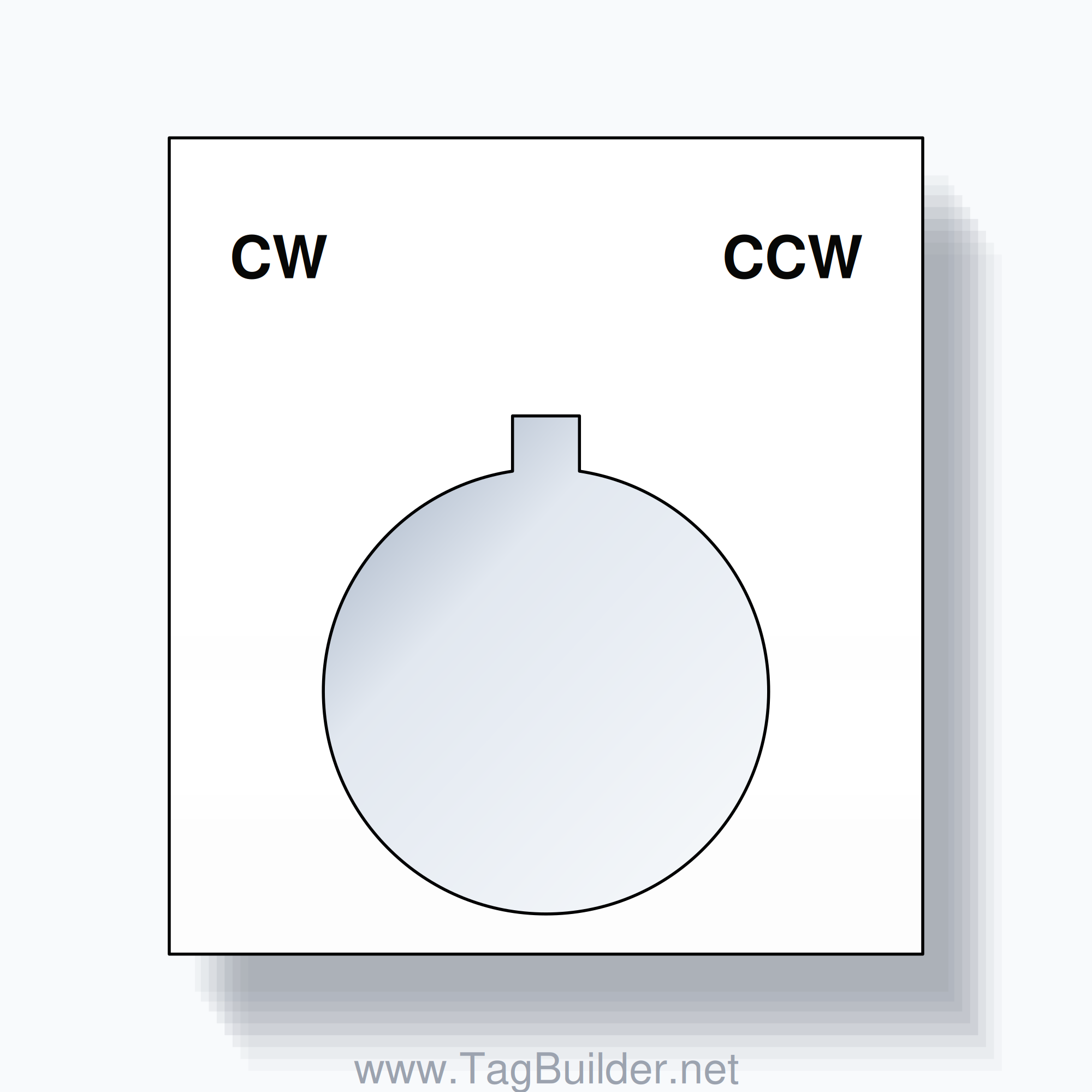 22mm Ring Tag – CW CCW, Two-Line Square, Allen-Bradley Compatible, Black on White