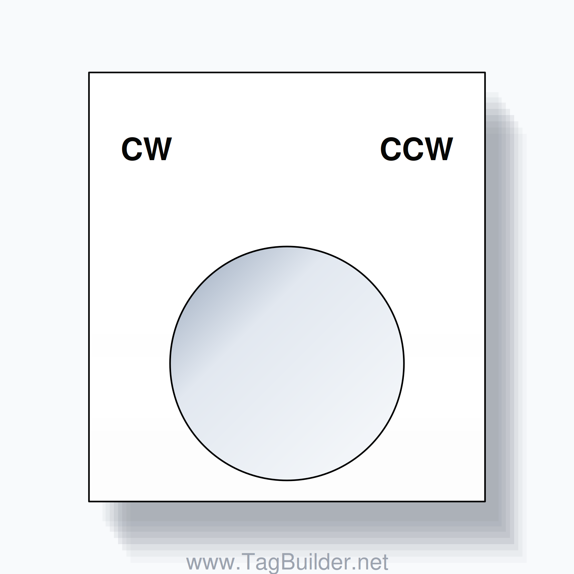 22mm Ring Tag – CW CCW, Two-Line Square, Black on White