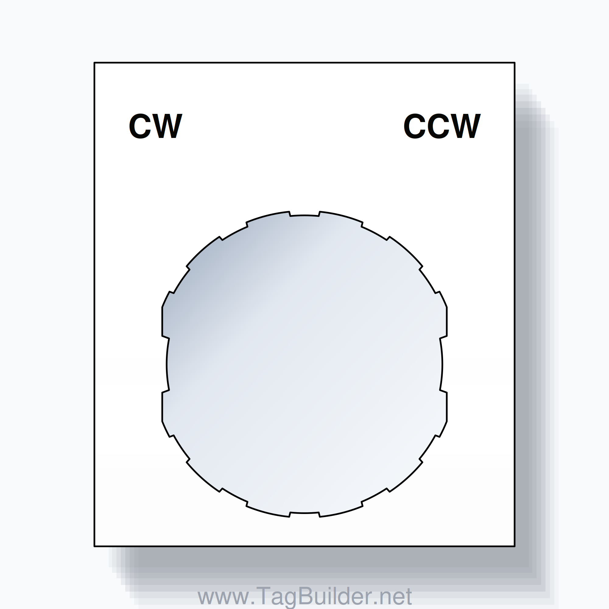 22mm Ring Tag – CW CCW, Two-Line Square, Schneider Electric Compatible, Black on White