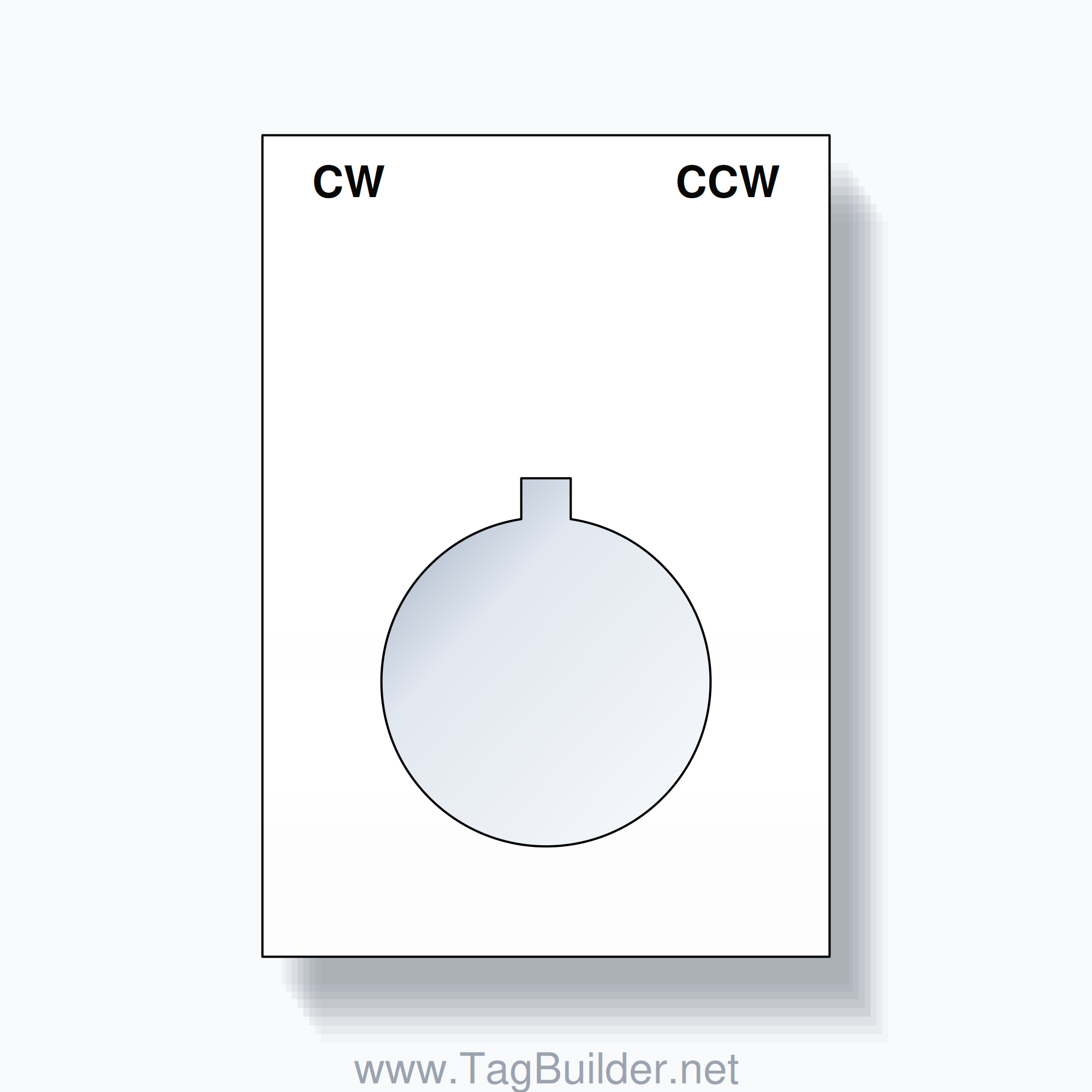 22mm Ring Tag – CW CCW, Two-Line Squared, Allen-Bradley Compatible, Black on White