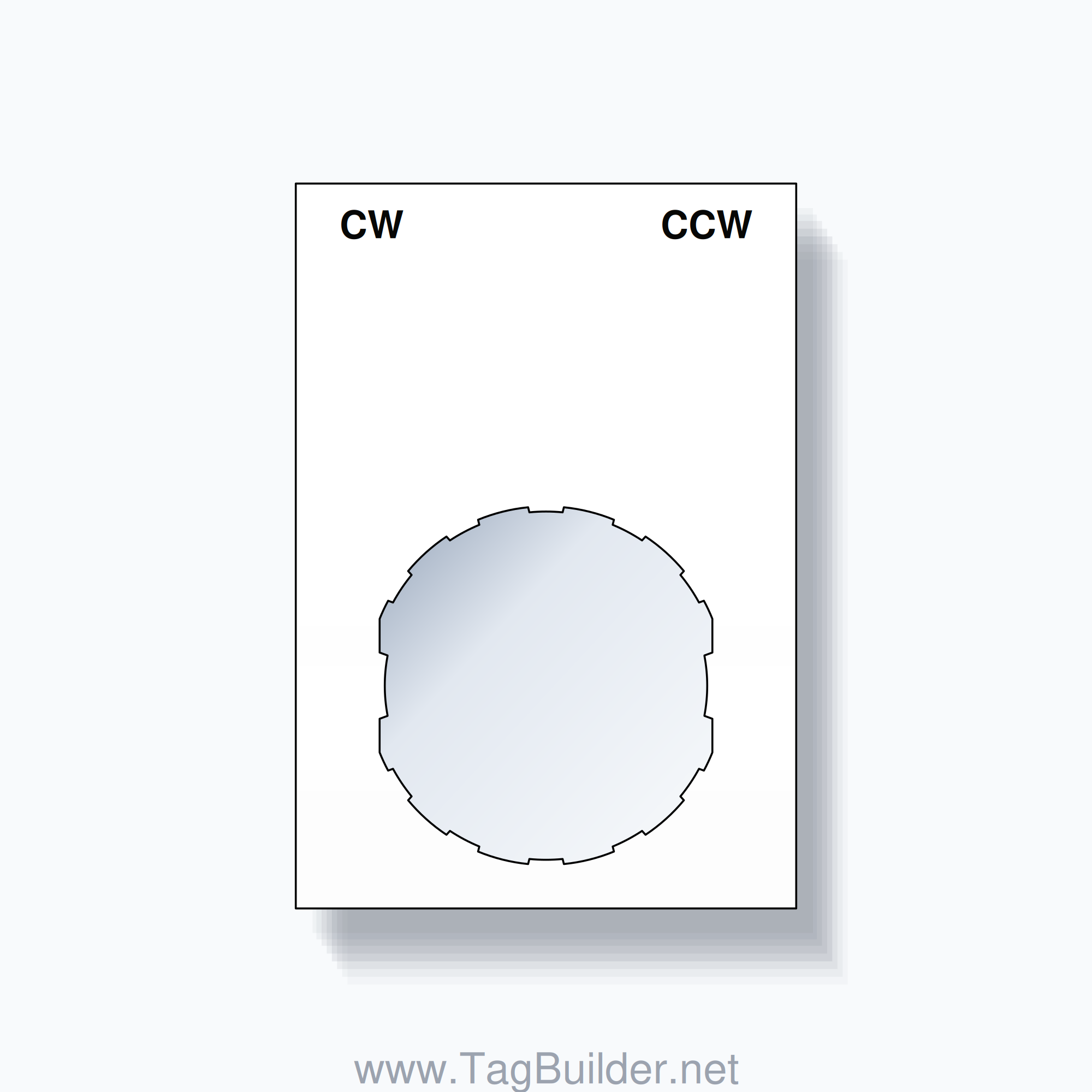 22mm Ring Tag – CW CCW, Two-Line Squared, Schneider Electric Compatible, Black on White