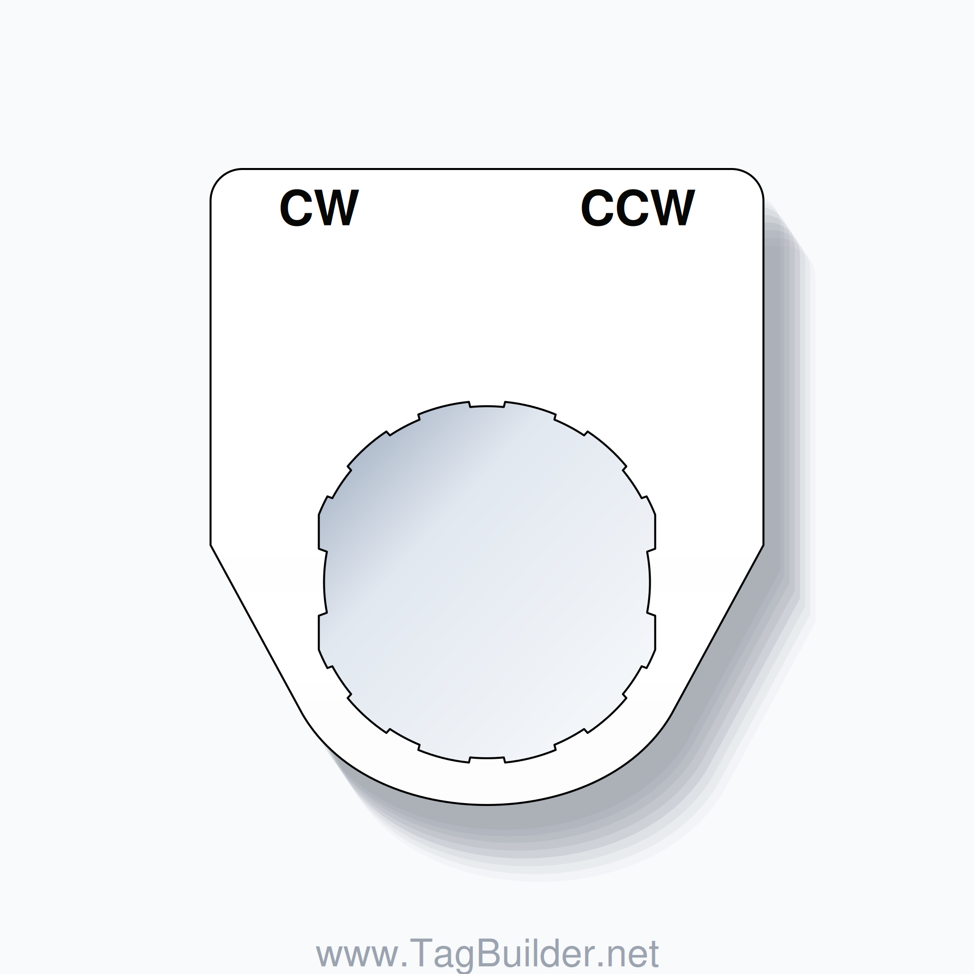 22mm Ring Tag – CW CCW, Two-Line Traditional, Schneider Electric Compatible, Black on White