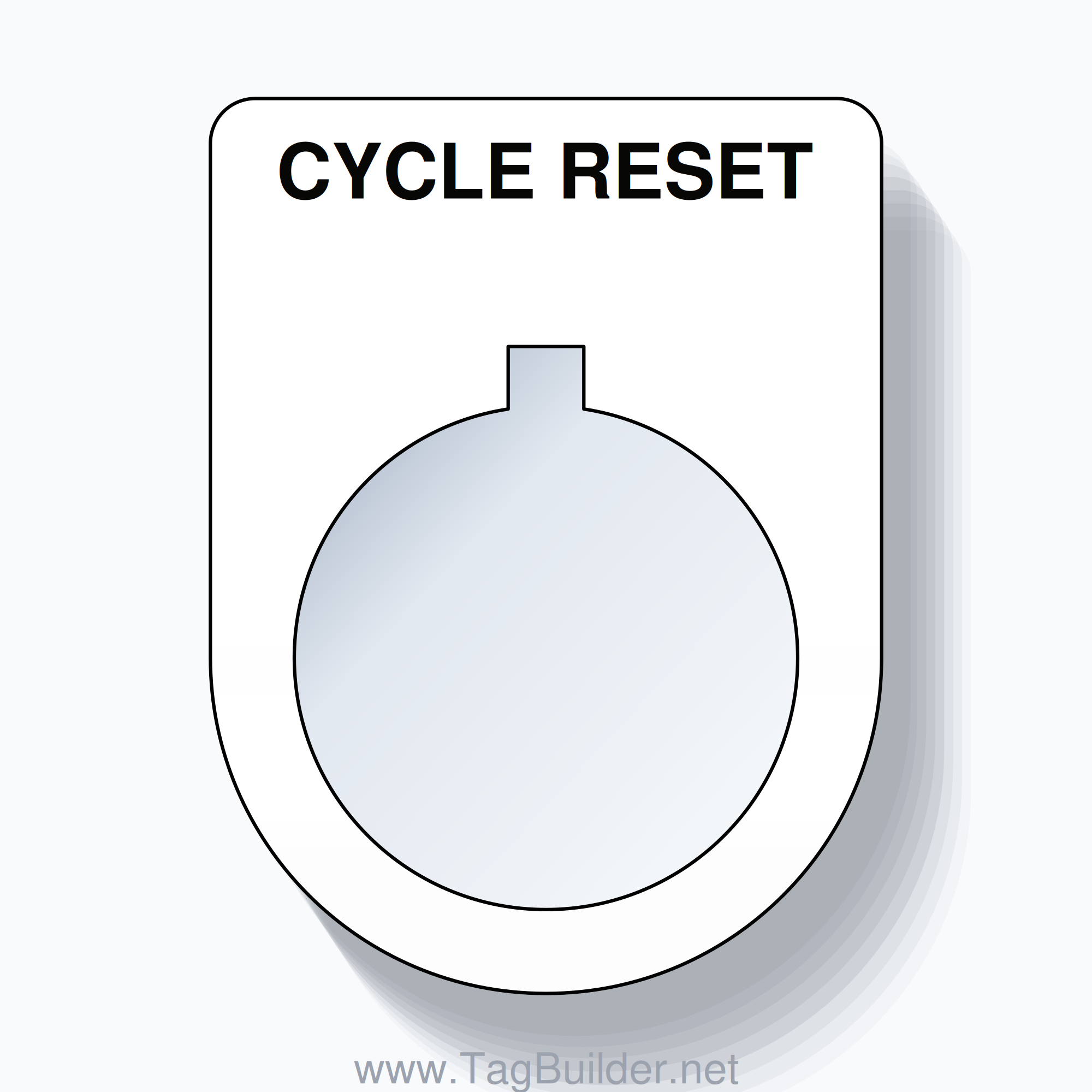 22mm Ring Tag – CYCLE RESET, Single-Line Slim, Allen-Bradley Compatible, Black on White