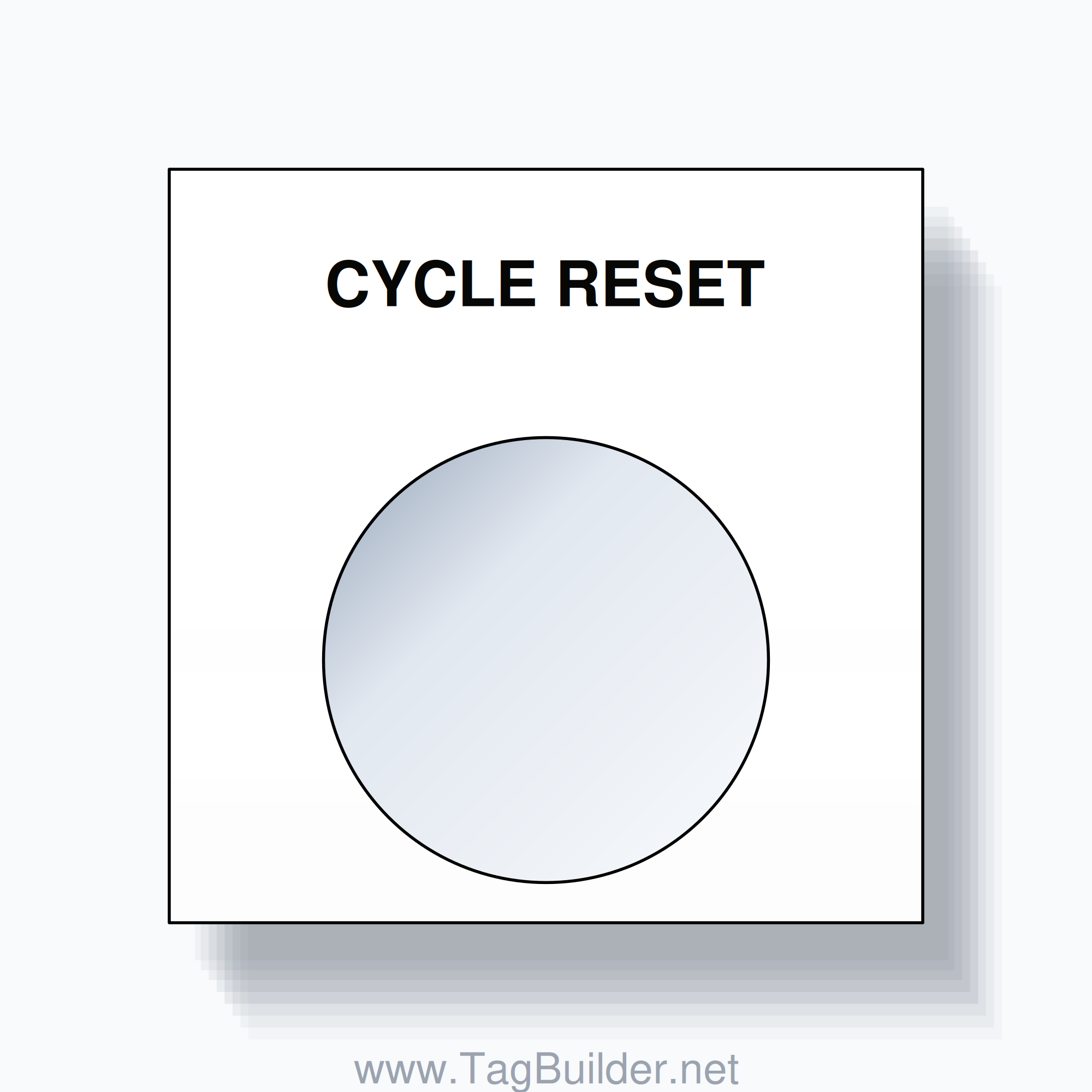 22mm Ring Tag – CYCLE RESET, Single-Line Square, Black on White