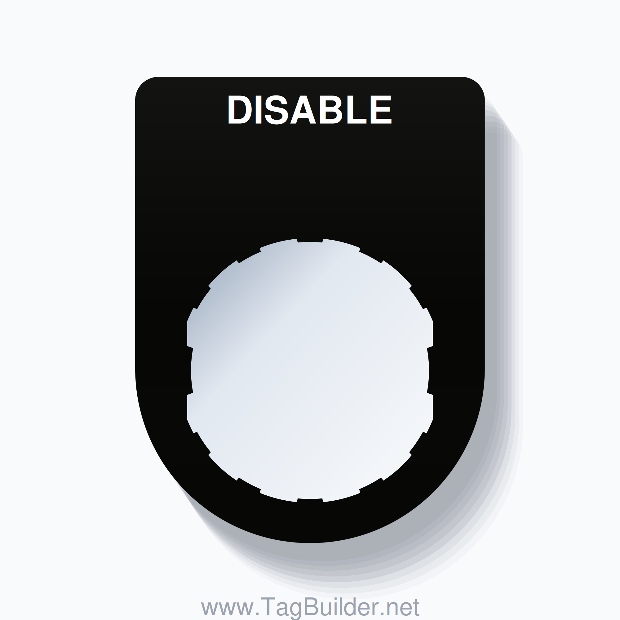 22mm Ring Tag – DISABLE, Single-Line Slim, Schneider Electric Compatible, White on Black