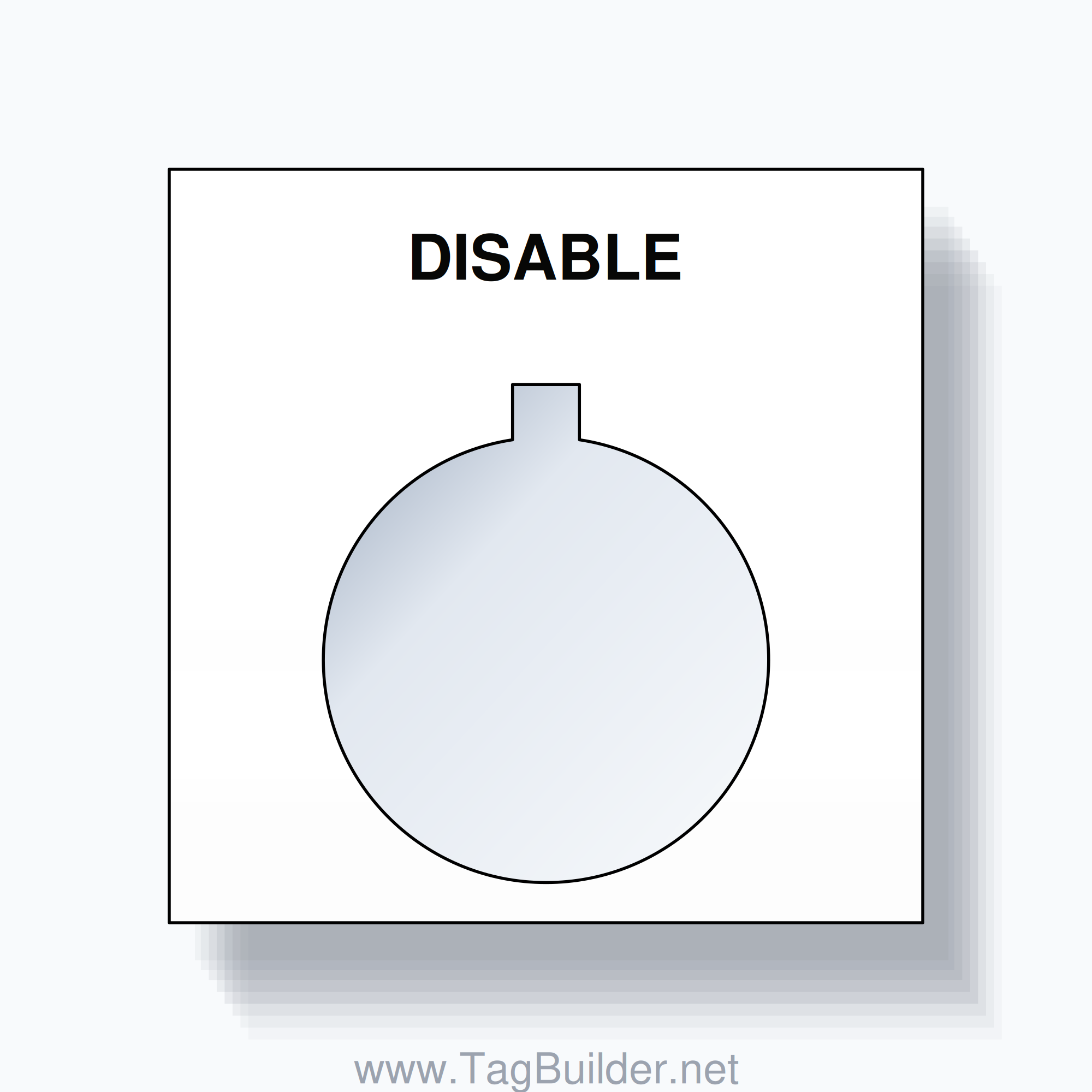 22mm Ring Tag – DISABLE, Single-Line Square, Allen-Bradley Compatible, Black on White