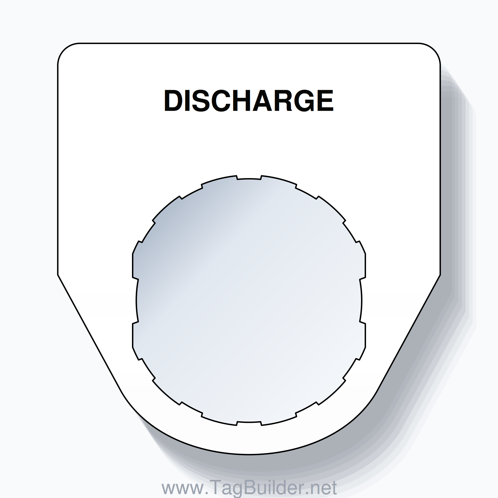22mm Ring Tag – DISCHARGE, Single-Line Traditional, Schneider Electric Compatible, Black on White