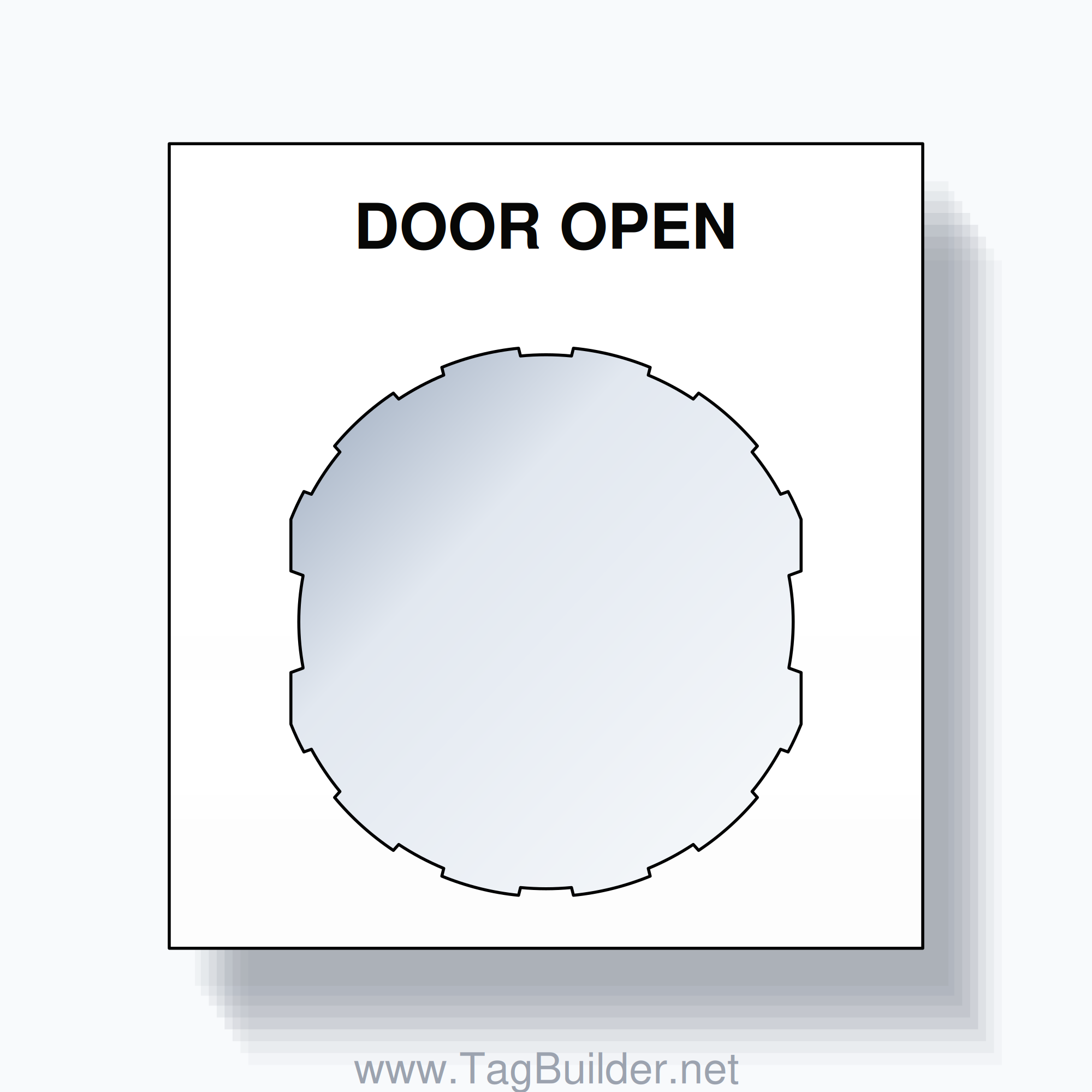 22mm Ring Tag – DOOR OPEN, Single-Line Square, Schneider Electric Compatible, Black on White