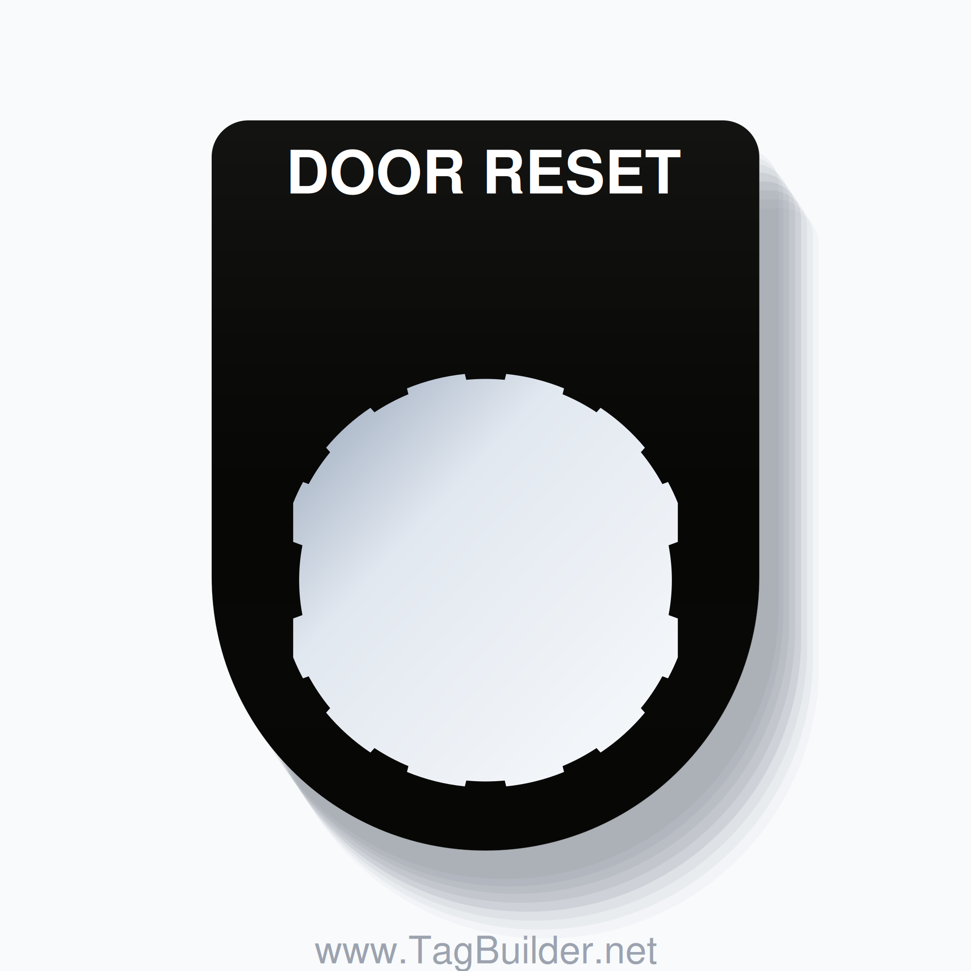 22mm Ring Tag – DOOR RESET, Single-Line Slim, Schneider Electric Compatible, White on Black