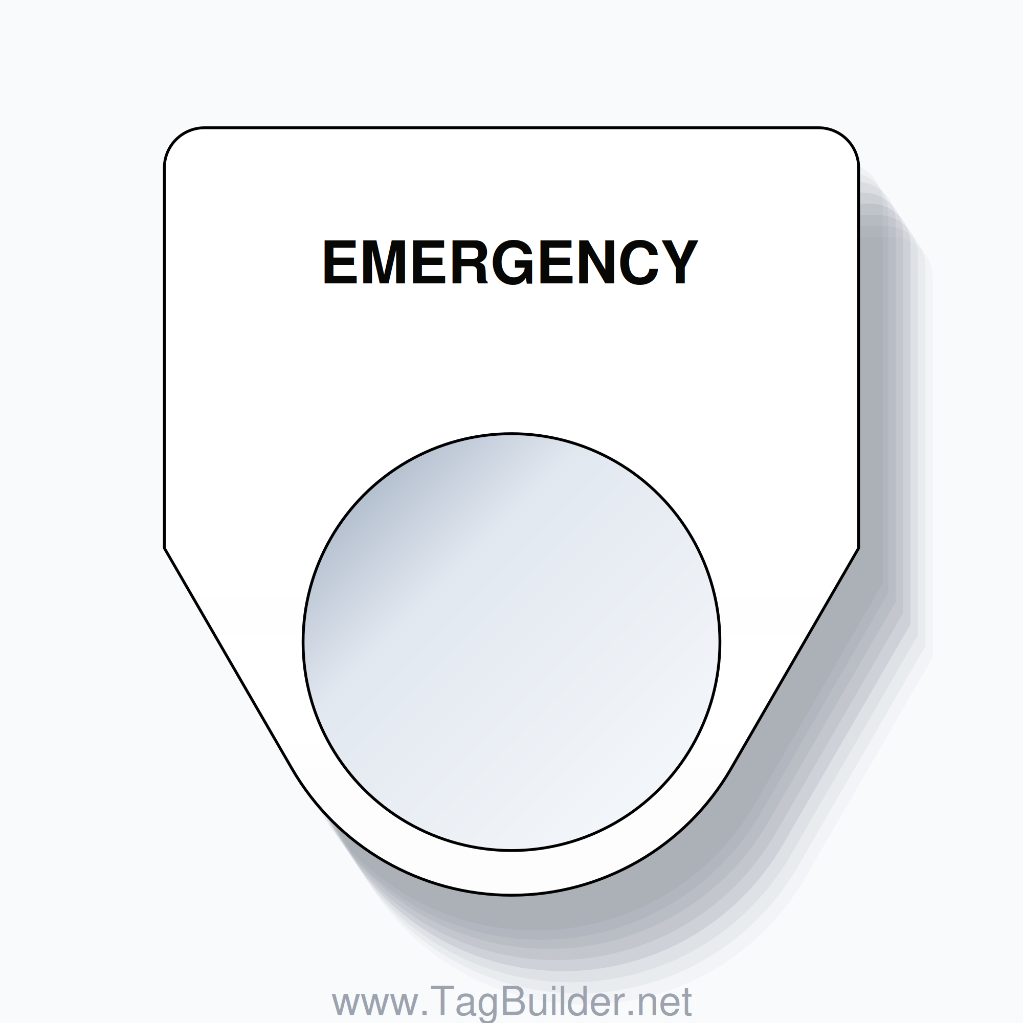 22mm Ring Tag – EMERGENCY, Single-Line Traditional, Black on White