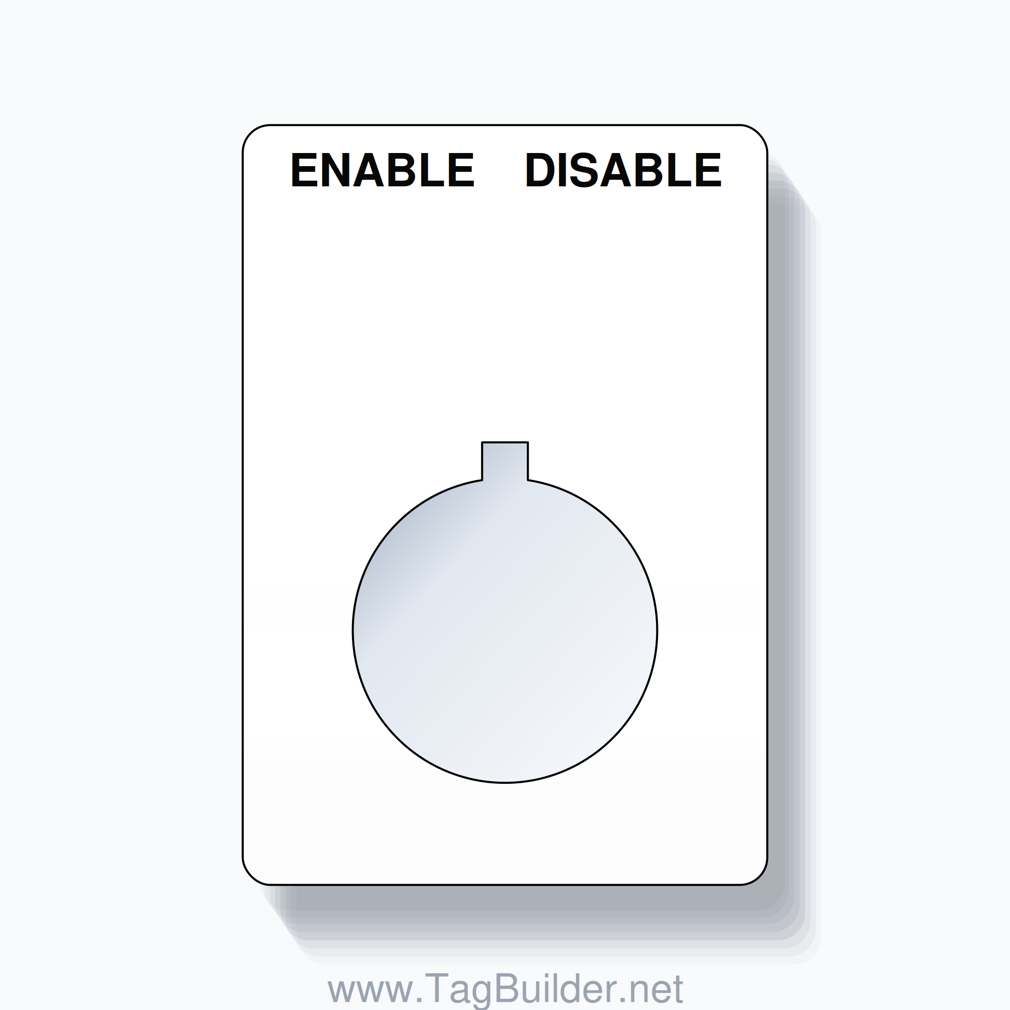 22mm Ring Tag – ENABLE DISABLE, Two-Line Rounded, Allen-Bradley Compatible, Black on White