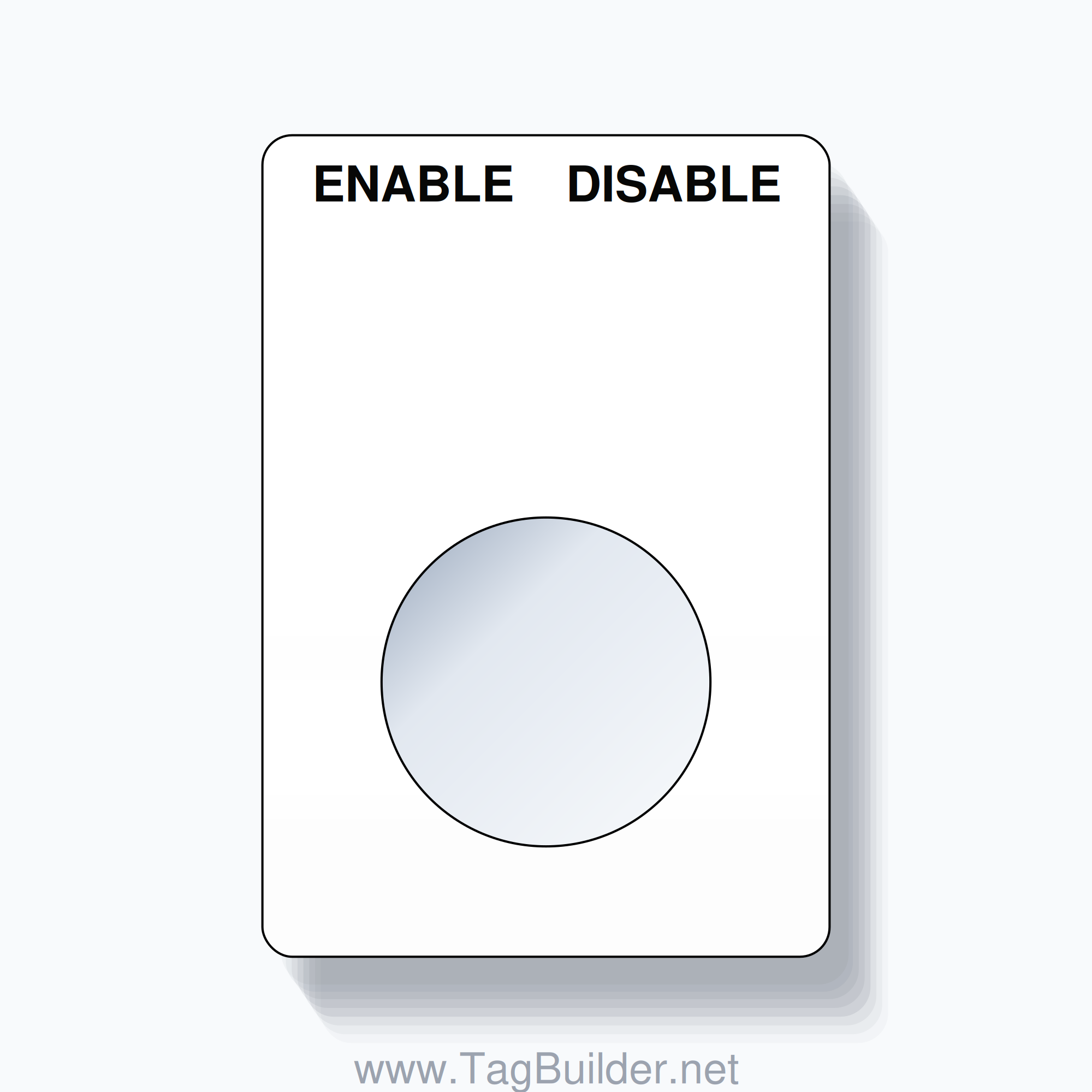 22mm Ring Tag – ENABLE DISABLE, Two-Line Rounded, Black on White