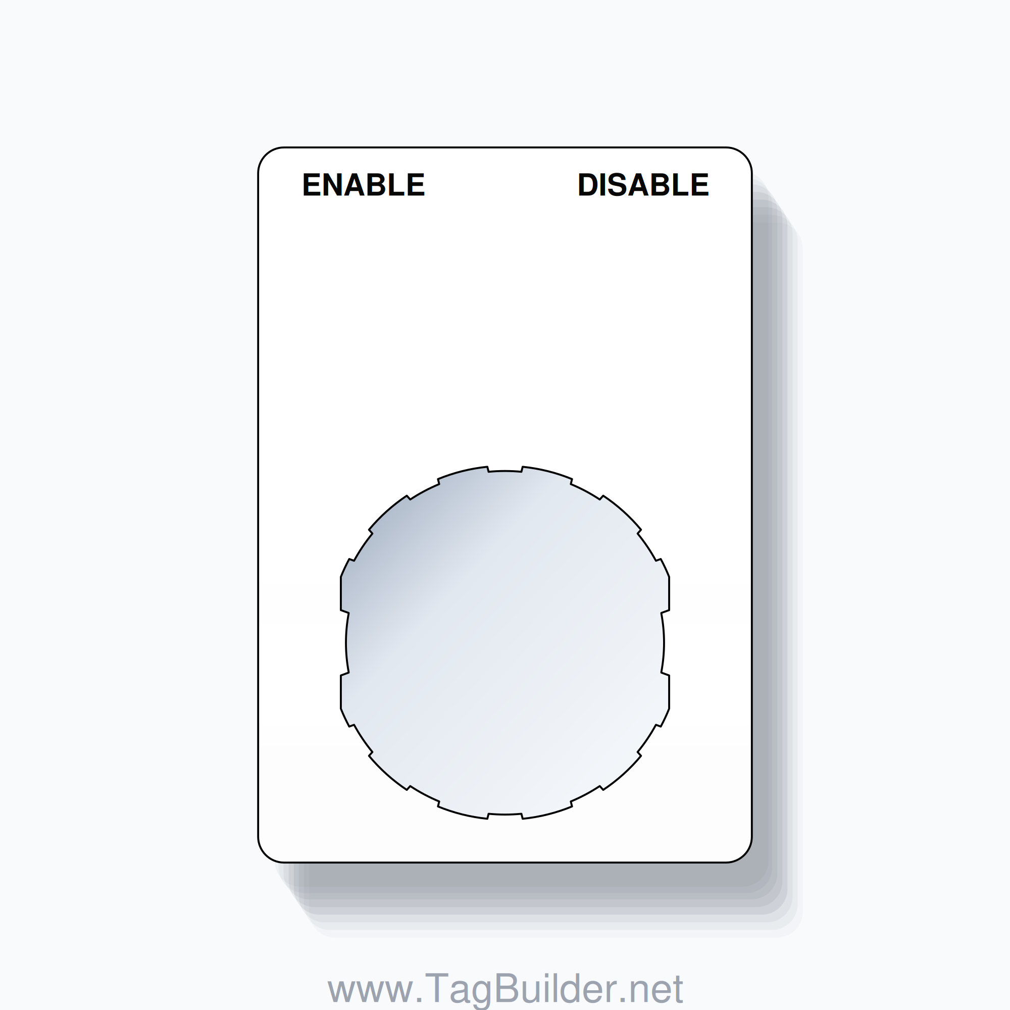 22mm Ring Tag – ENABLE DISABLE, Two-Line Rounded, Schneider Electric Compatible, Black on White