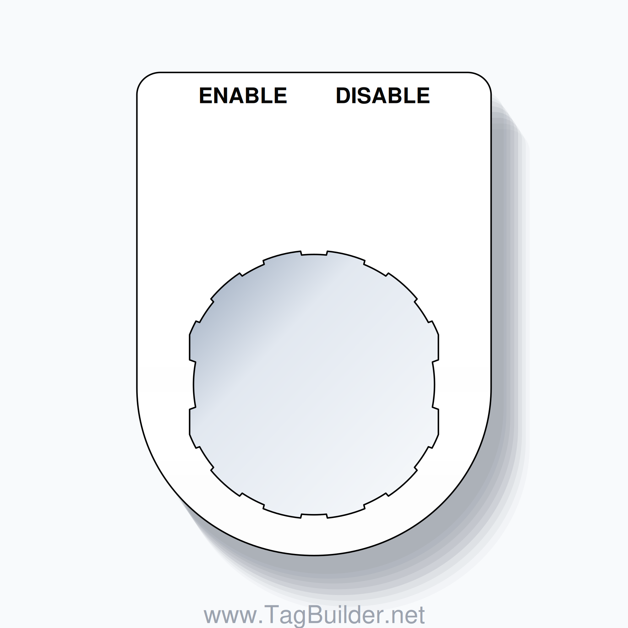 22mm Ring Tag – ENABLE DISABLE, Two-Line Slim, Schneider Electric Compatible, Black on White