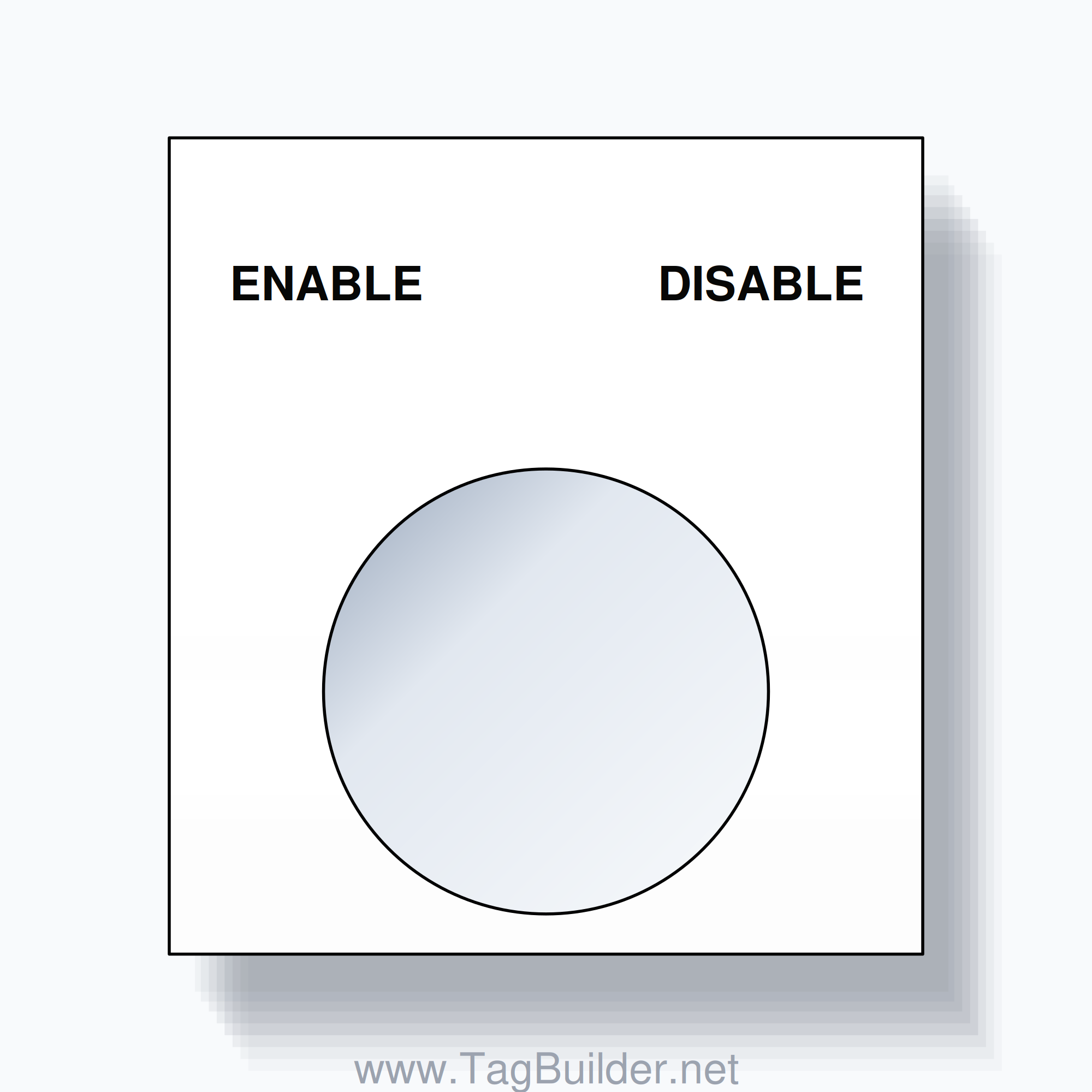 22mm Ring Tag – ENABLE DISABLE, Two-Line Square, Black on White