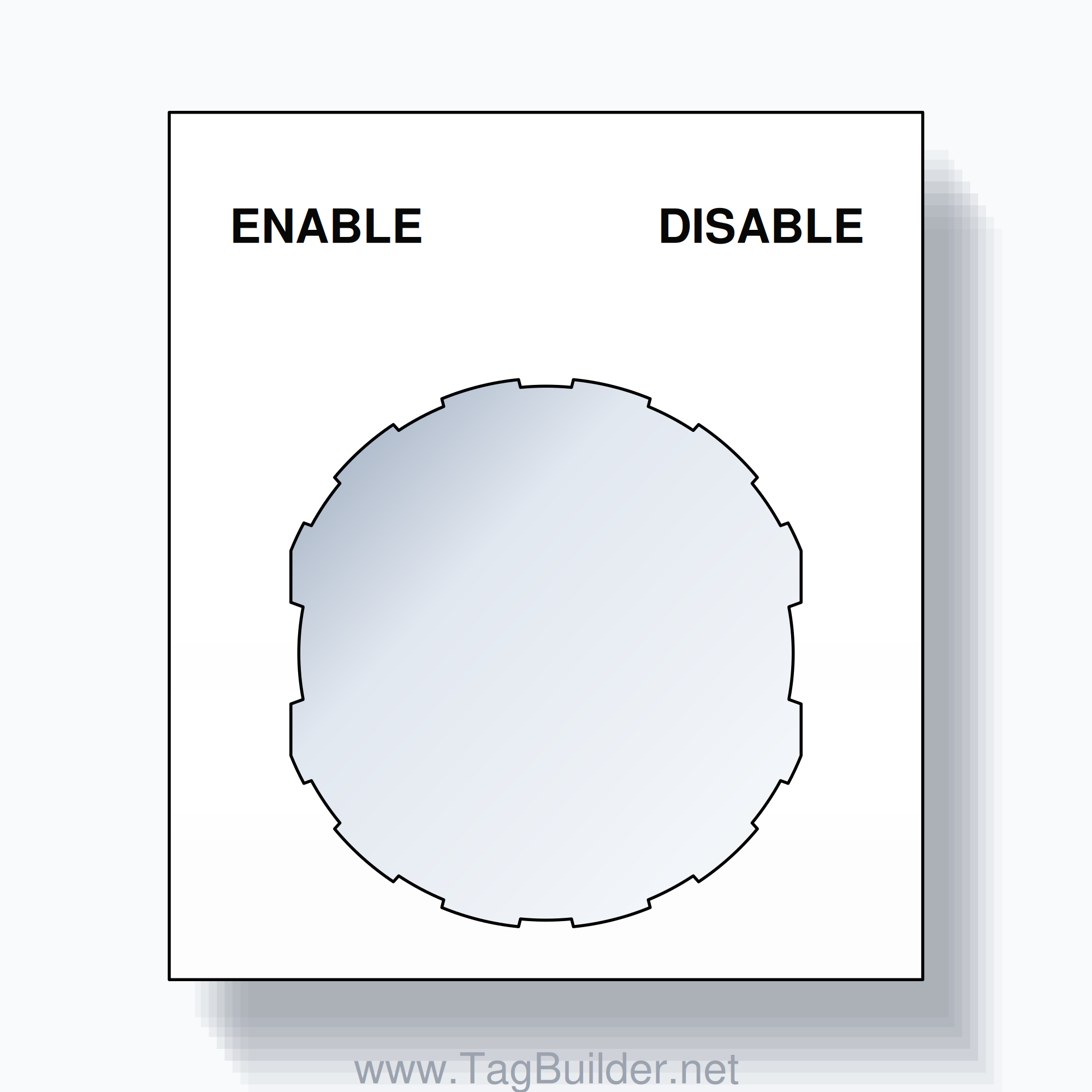 22mm Ring Tag – ENABLE DISABLE, Two-Line Square, Schneider Electric Compatible, Black on White