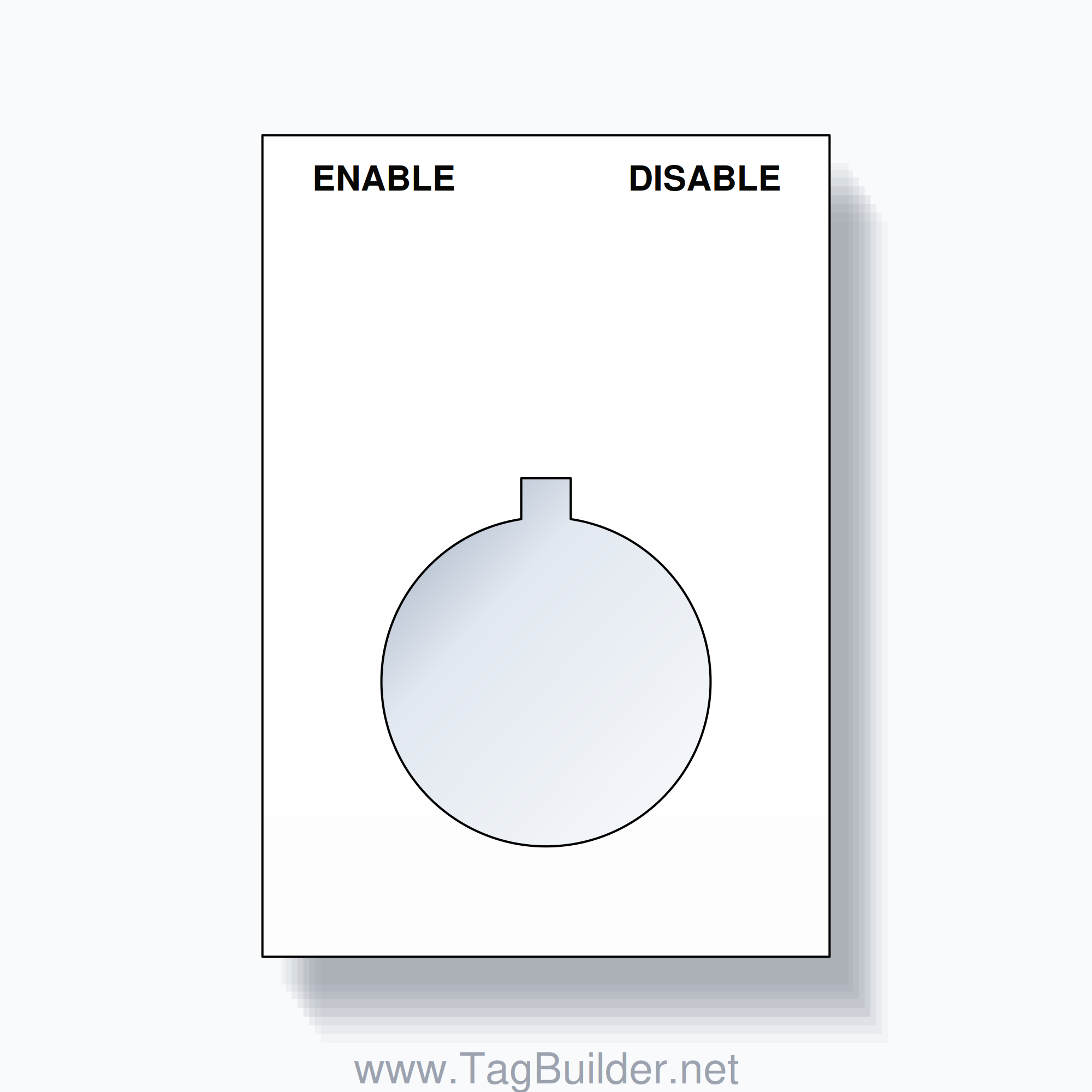 22mm Ring Tag – ENABLE DISABLE, Two-Line Squared, Allen-Bradley Compatible, Black on White