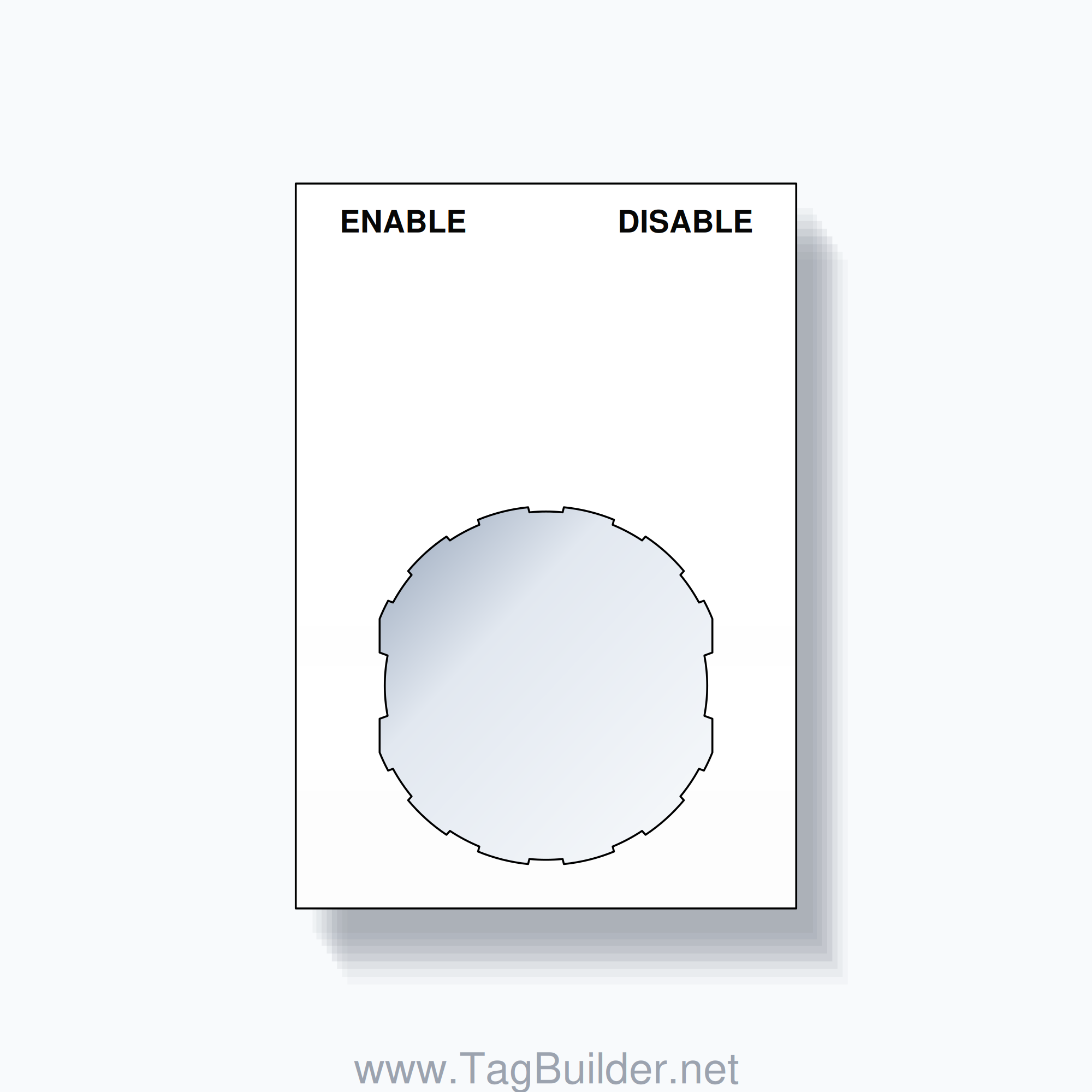 22mm Ring Tag – ENABLE DISABLE, Two-Line Squared, Schneider Electric Compatible, Black on White