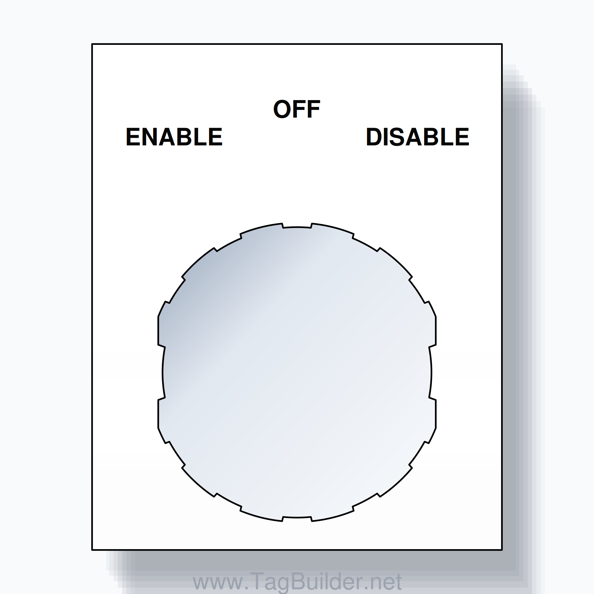 22mm Ring Tag – ENABLE OFF DISABLE, Three-Line Square, Schneider Electric Compatible, Black on White